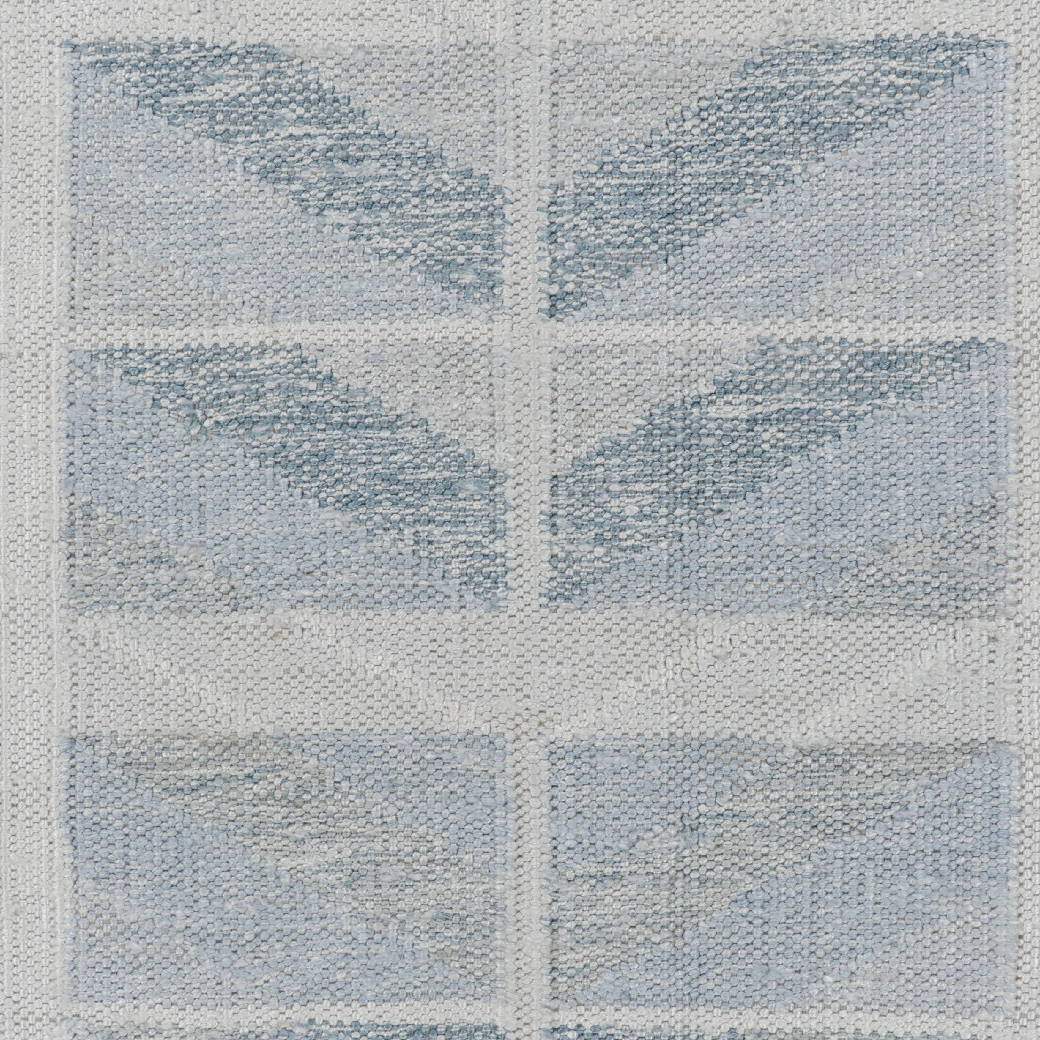 Blue Swedish Style Flatweave Silk Rug - 9'5" x 11'11"
