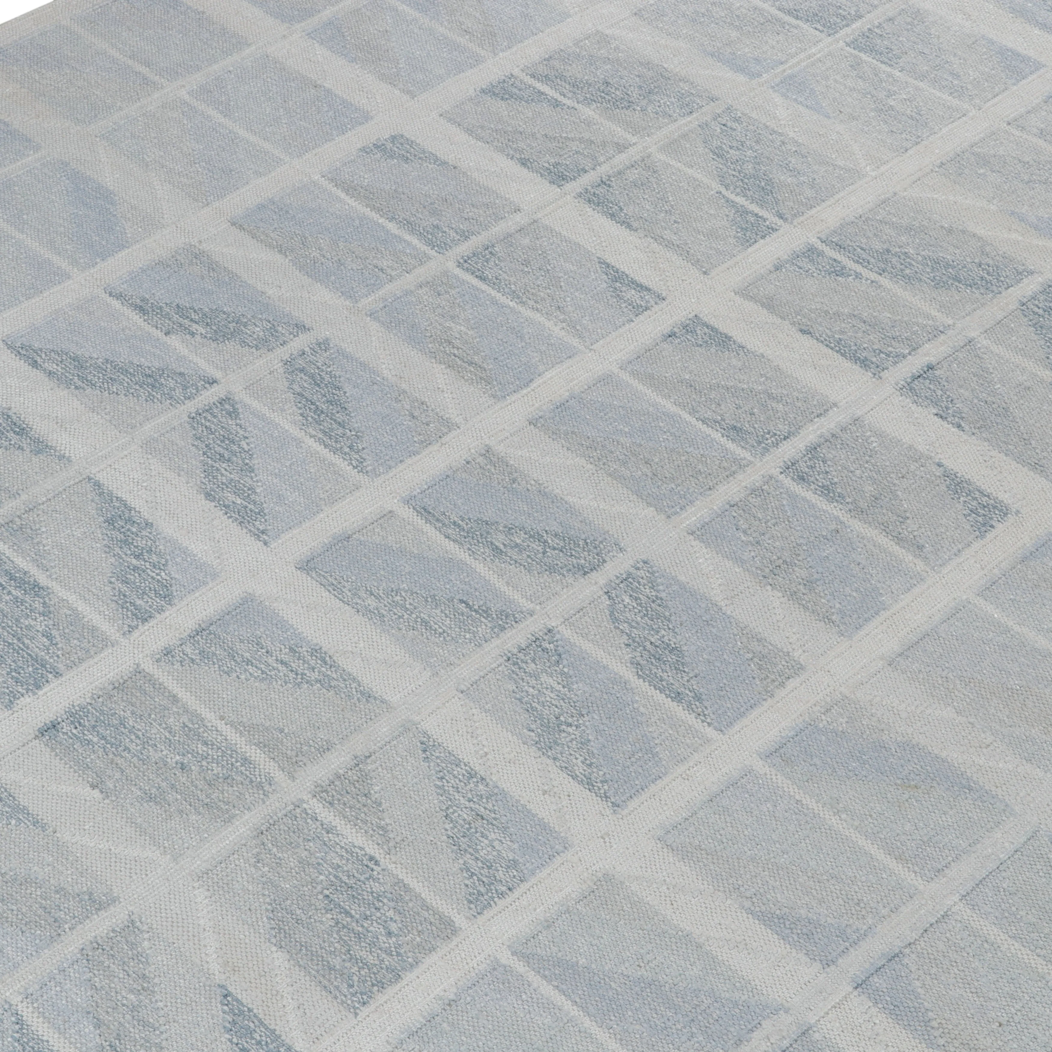 Blue Swedish Style Flatweave Silk Rug - 9'5" x 11'11"