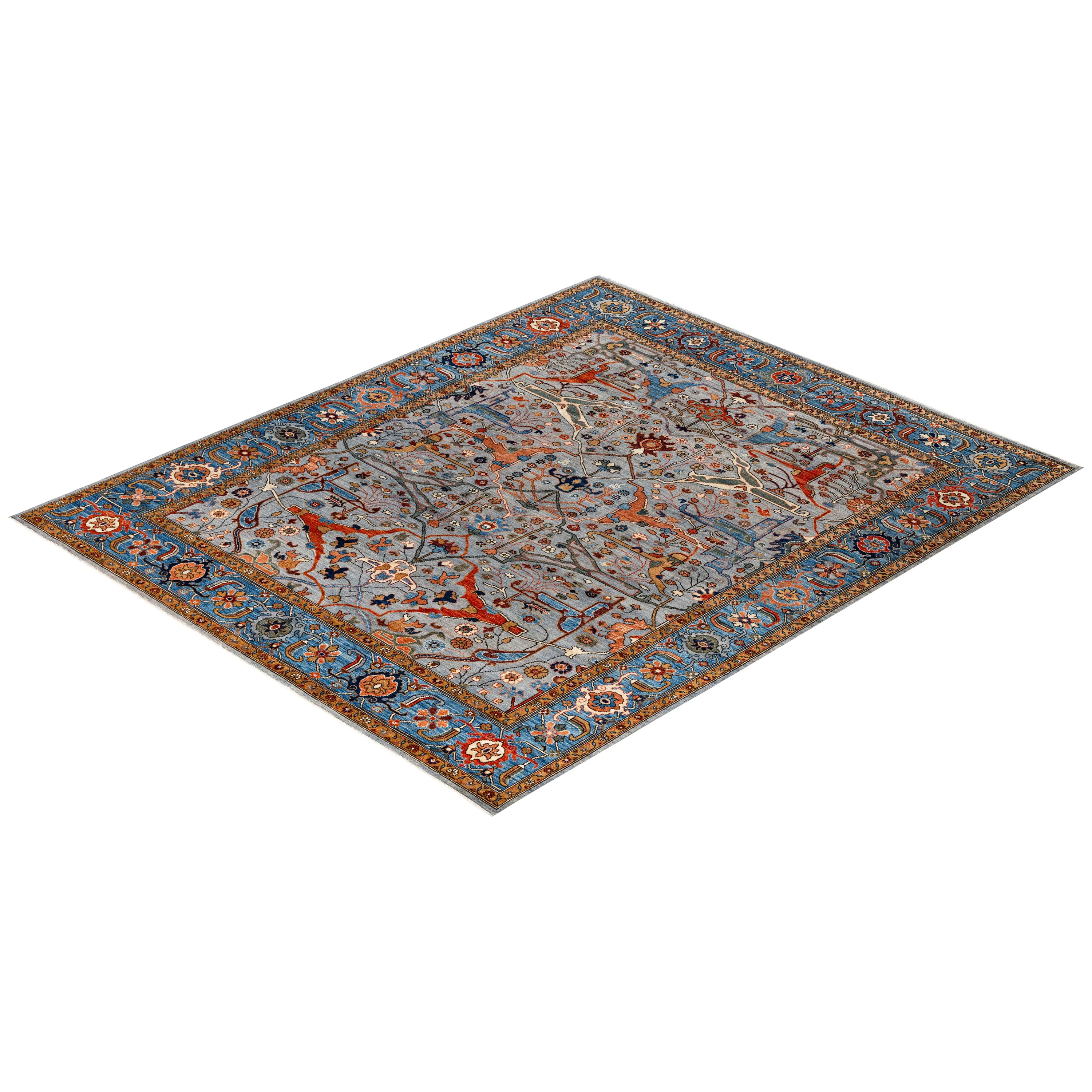 Blue Traditional Serapi Wool Rug - 8' x 9'9"