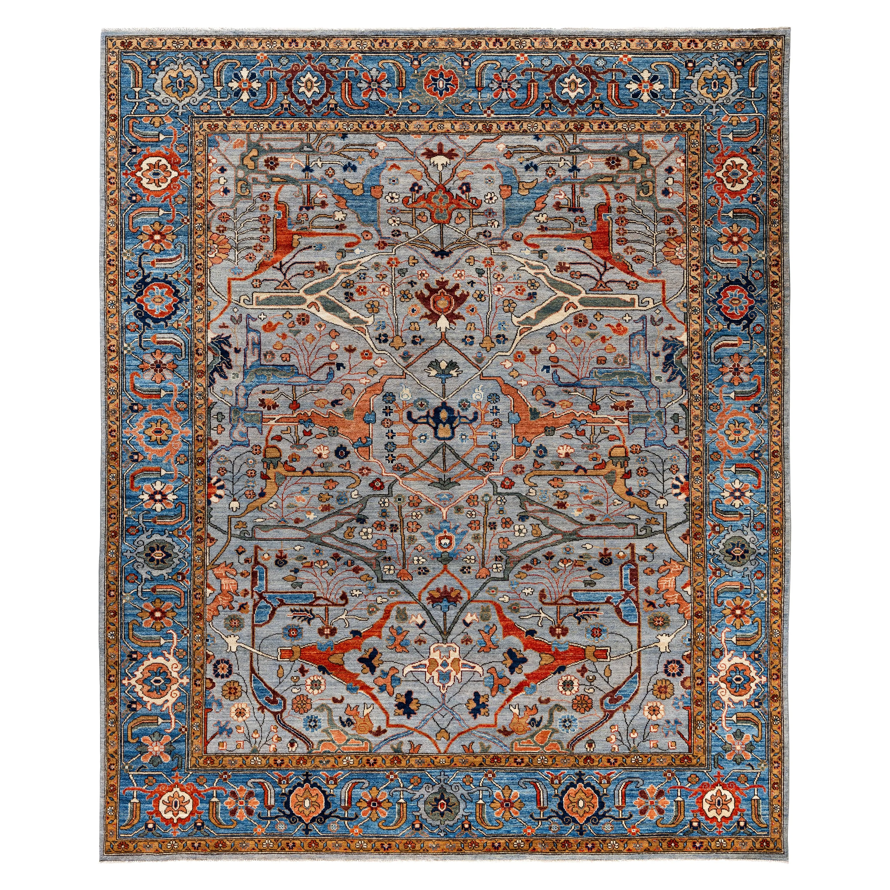Blue Traditional Serapi Wool Rug - 8' x 9'9"