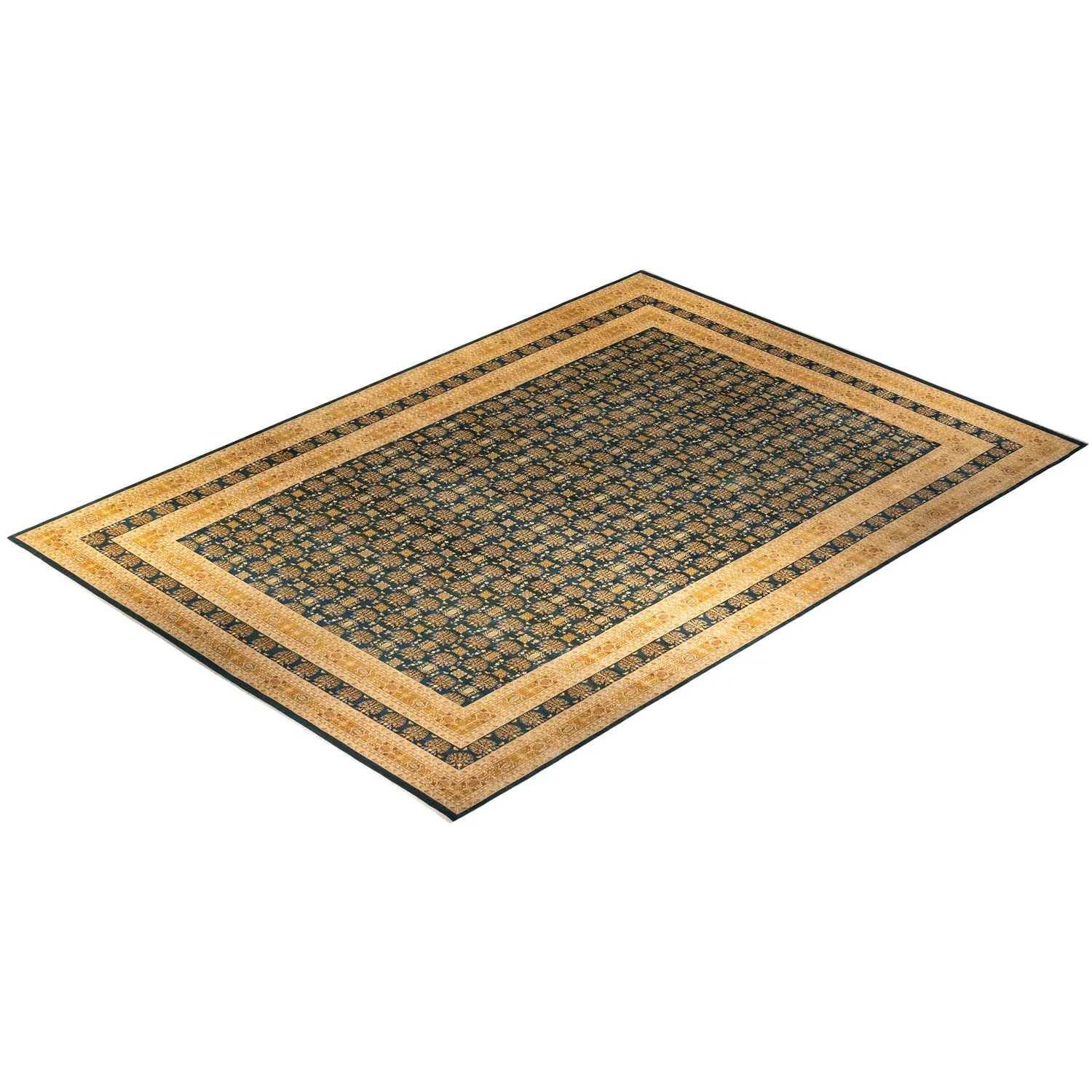 Blue Traditional Wool Rug - 12'4" x 17'10"