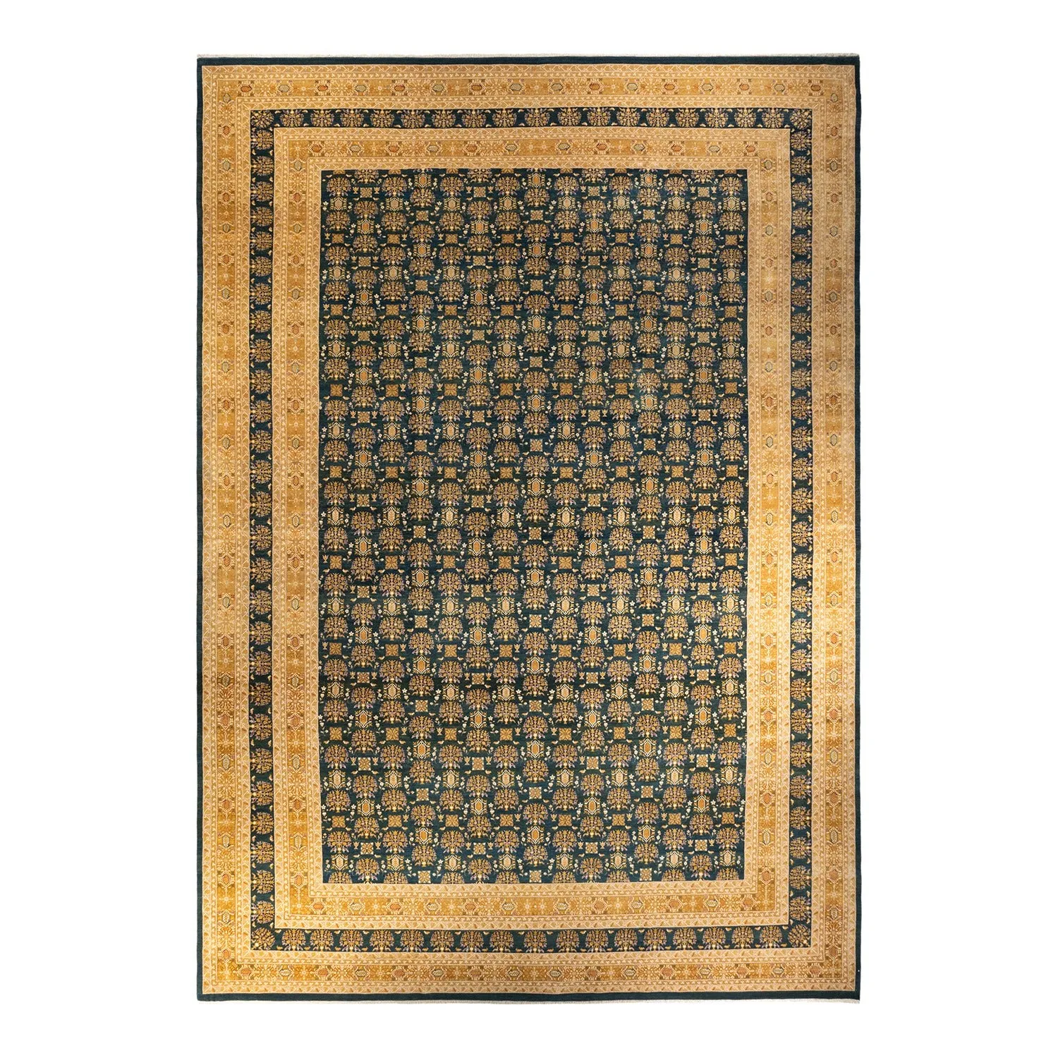 Blue Traditional Wool Rug - 12'4" x 17'10"