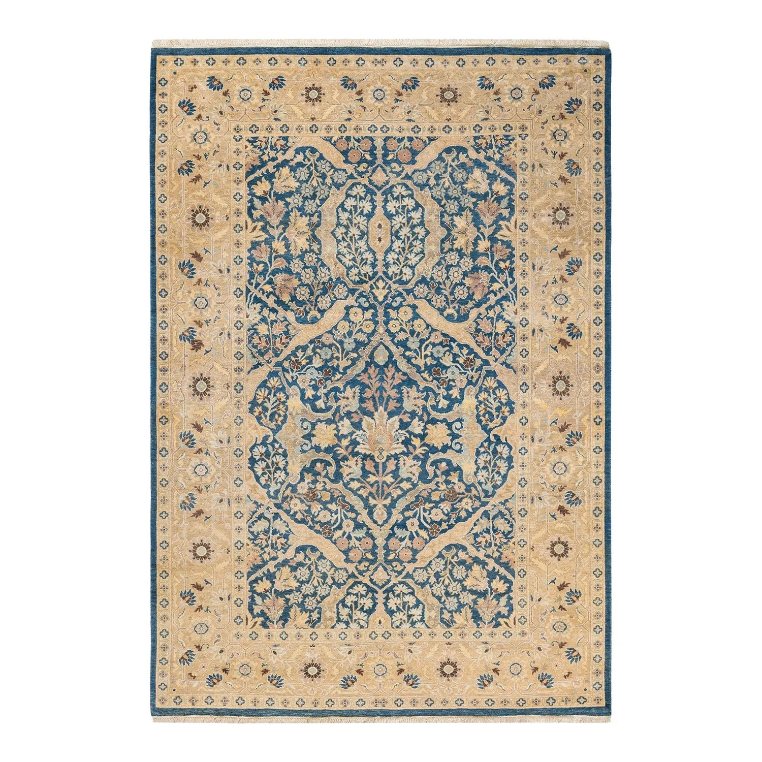 Blue Traditional Wool Rug - 6'2" x 8'10"