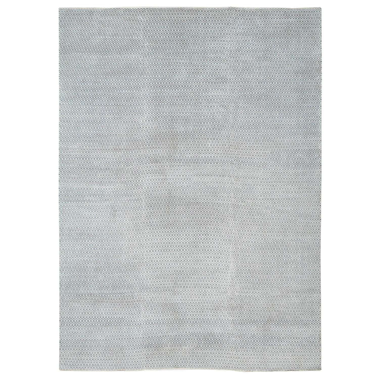Blue Transitional Wool Cotton Blend Rug - 12' x 16'