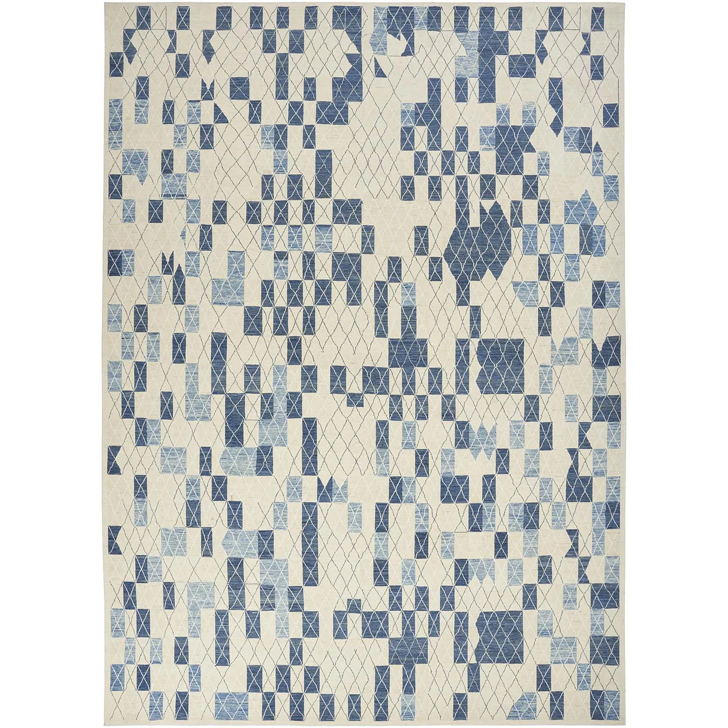 Blue Transitional Wool Rug - 9'1" x 14'
