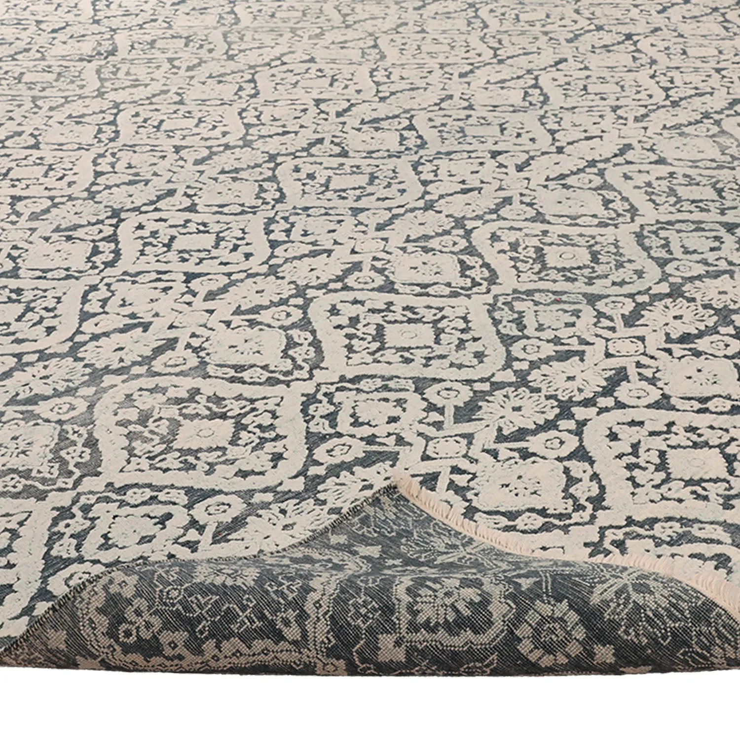 Blue Transitional Wool Silk Blend Rug - 10'1" x 14'1"
