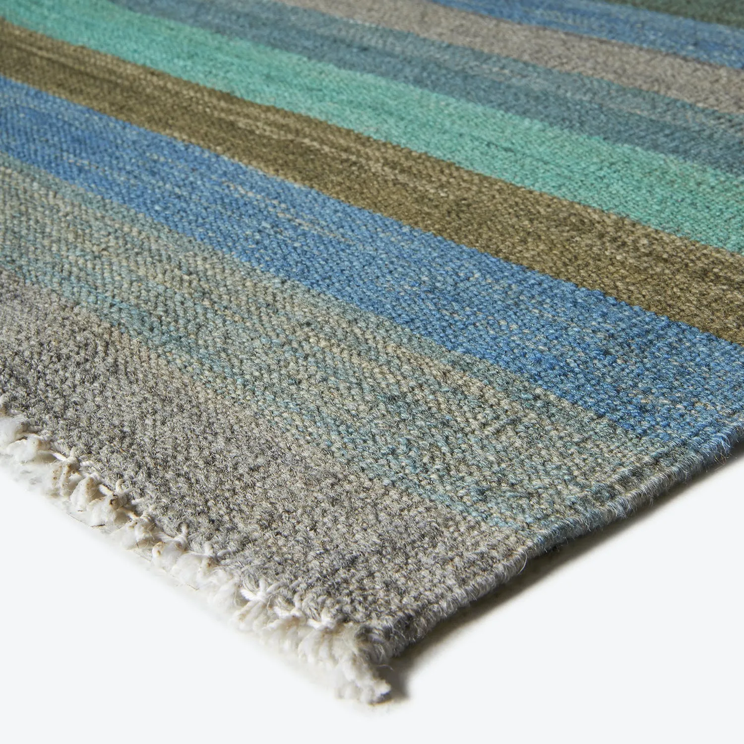Blue Turkish Flatweave Wool Rug - 8'2" x 9'5"