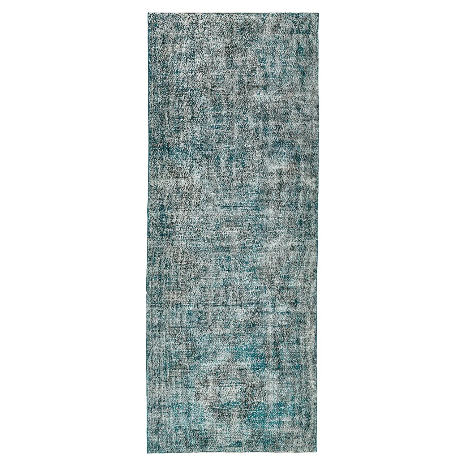 Blue Vintage Flatweave Wool Rug - 4'1" x 12'7"