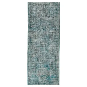 Blue Vintage Flatweave Wool Rug - 4'1" x 12'7"