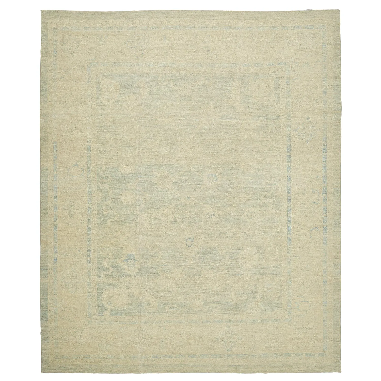 Blue Vintage Traditional Wool Oushak Rug - 14'1" x 12'