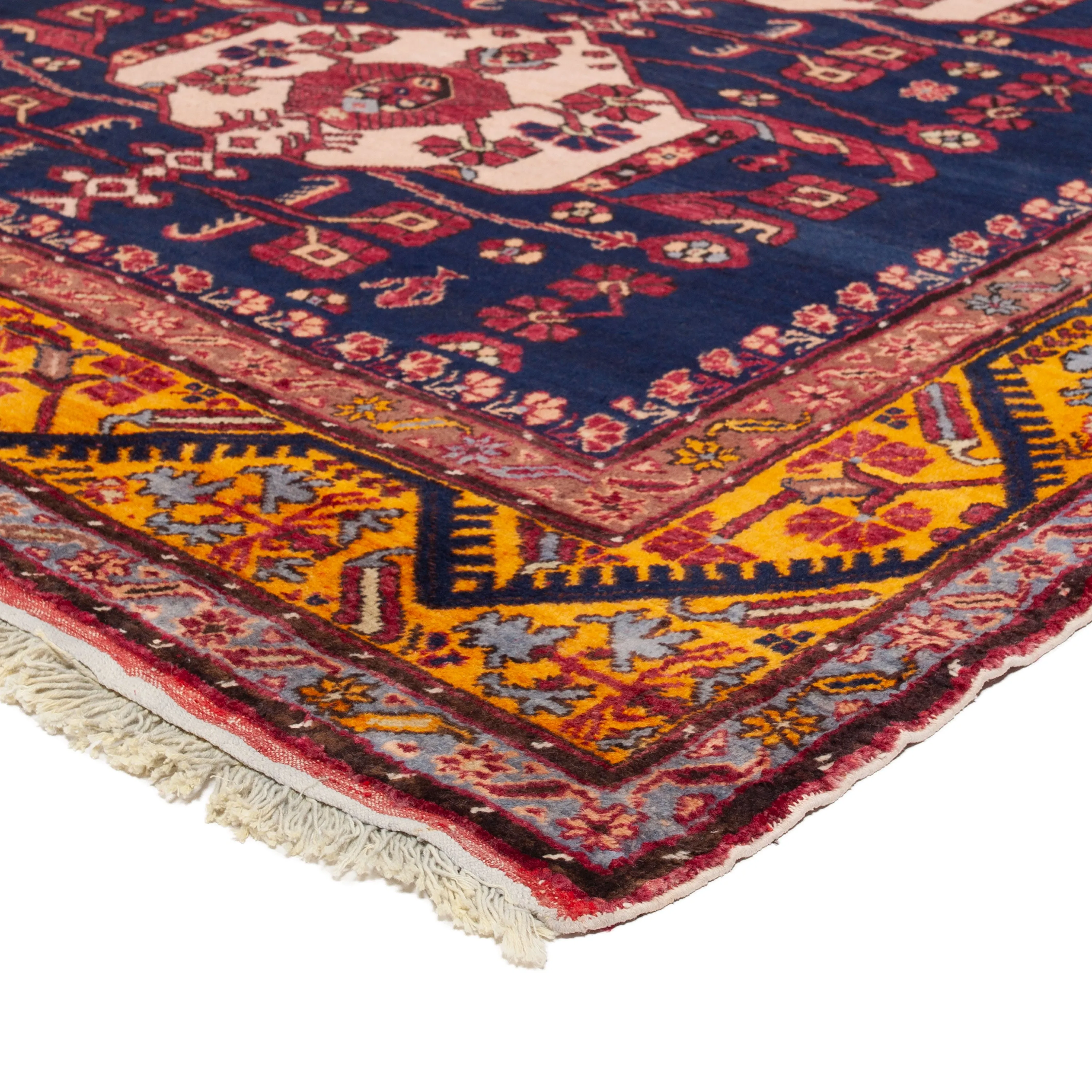 Blue Vintage Traditional Wool Rug - 6'1" x 15'