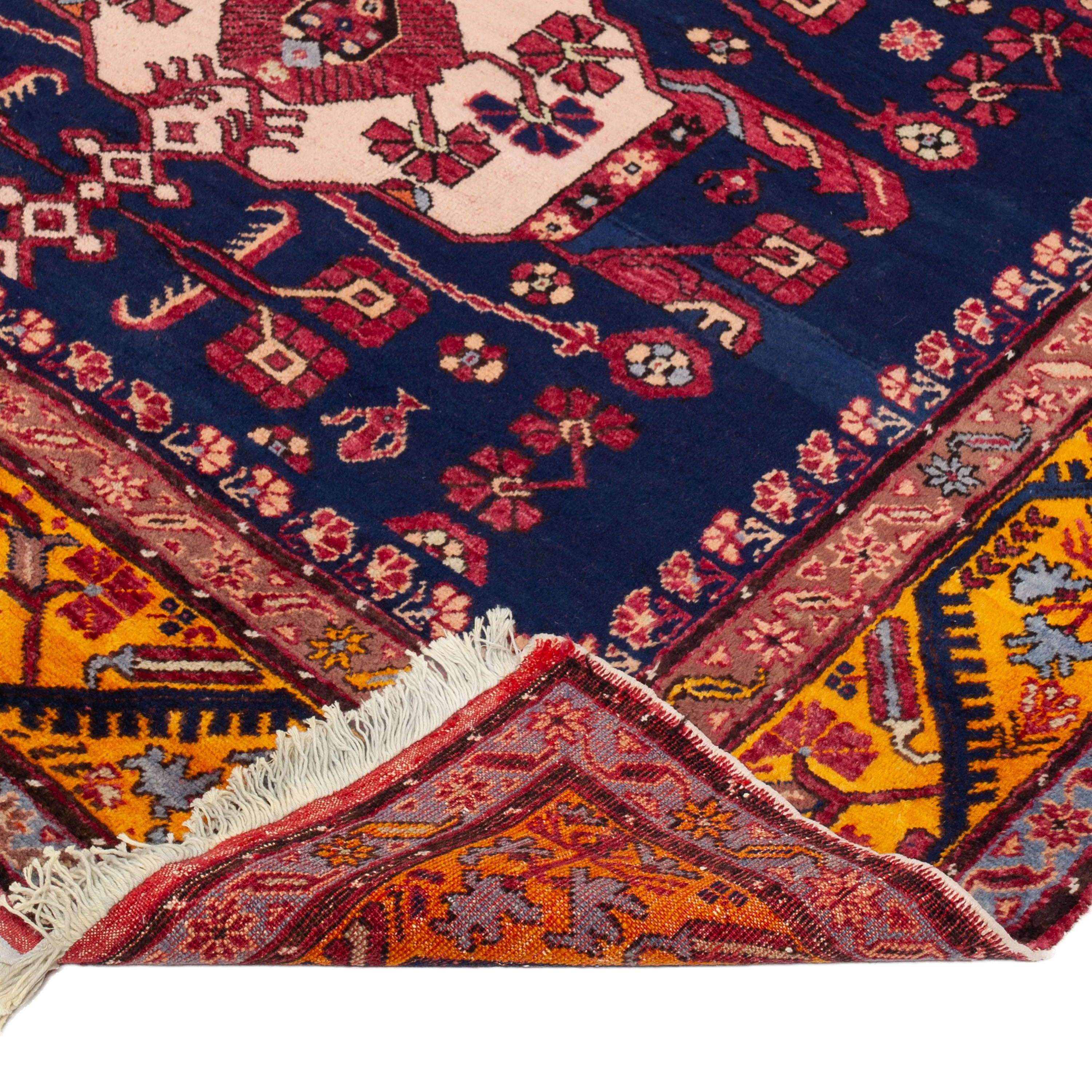 Blue Vintage Traditional Wool Rug - 6'1" x 15'