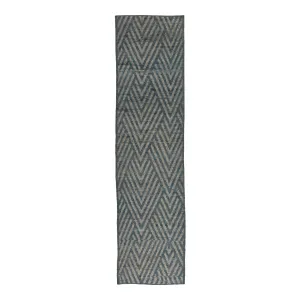 Blue Zameen Transitional Wool Runner - 3'2" x 10'2"
