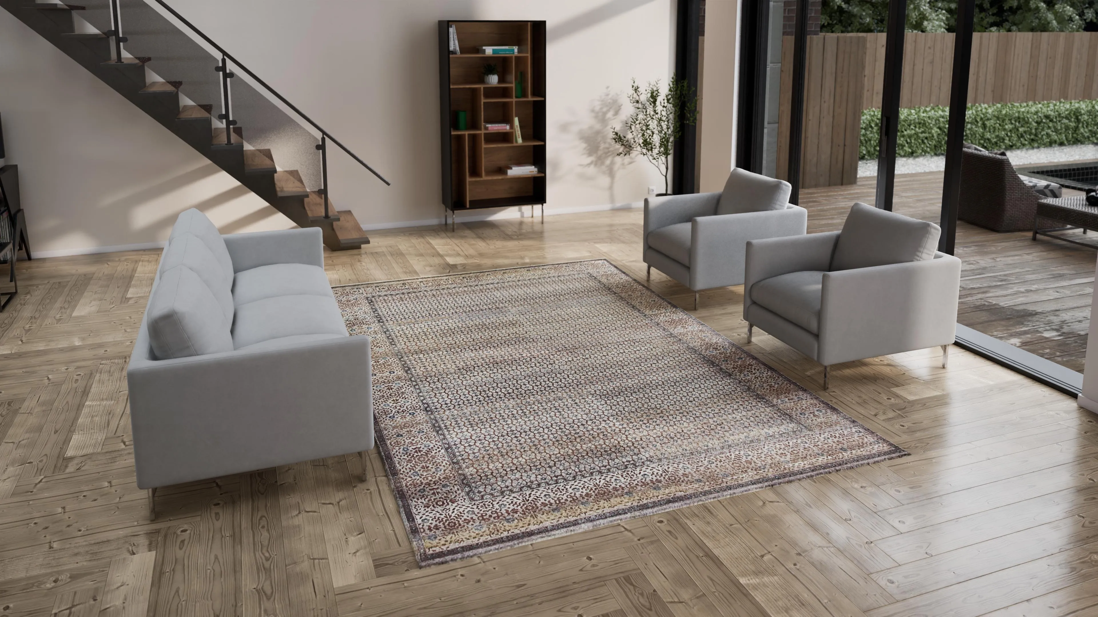 Brown Alchemy Transitional Wool Silk Blend Rug - 8'10" x 12'02"