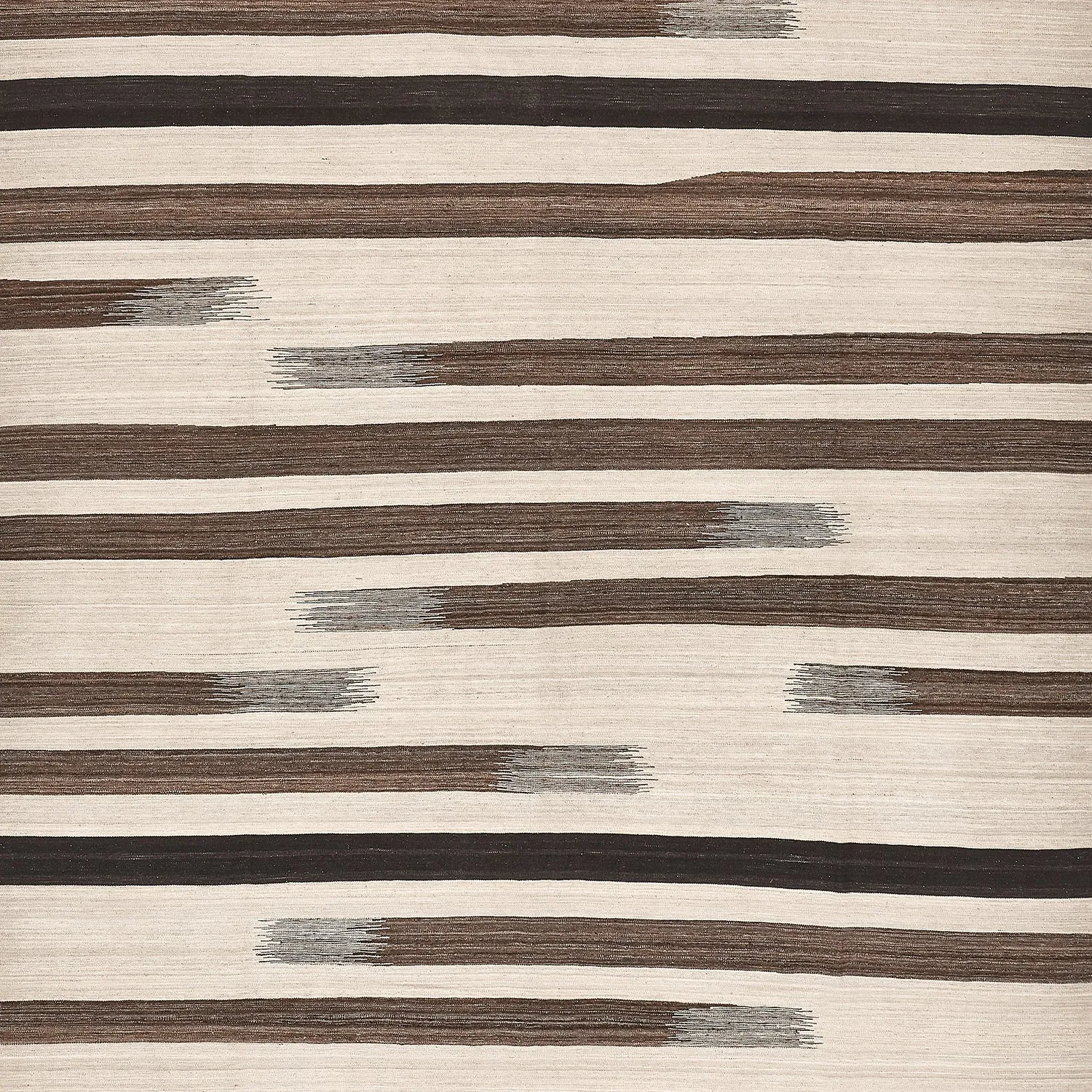 Brown & Cream Flatweave Wool Rug - 10' x 14'