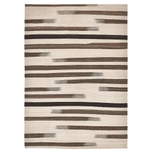 Brown & Cream Flatweave Wool Rug - 10' x 14'