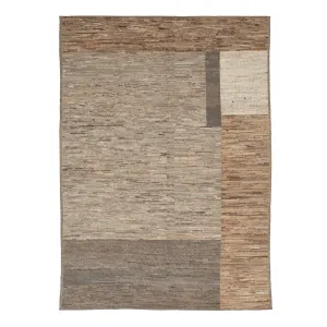 Brown & Grey Zameen Transitional Colorblock Wool Rug - 10'3" x 14'