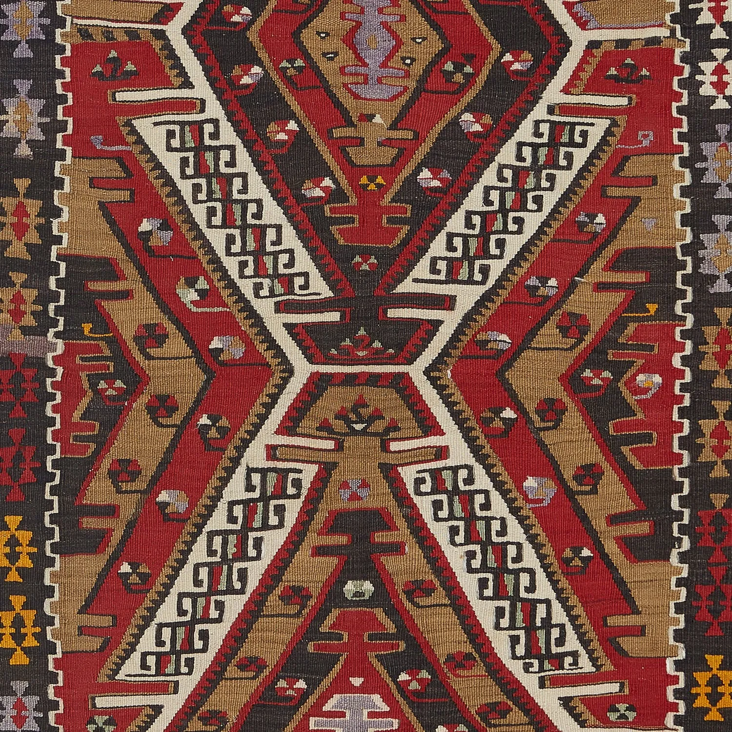 Brown & Red Vintage Flatweave Kilim Rug - 3'4" x 5'8"