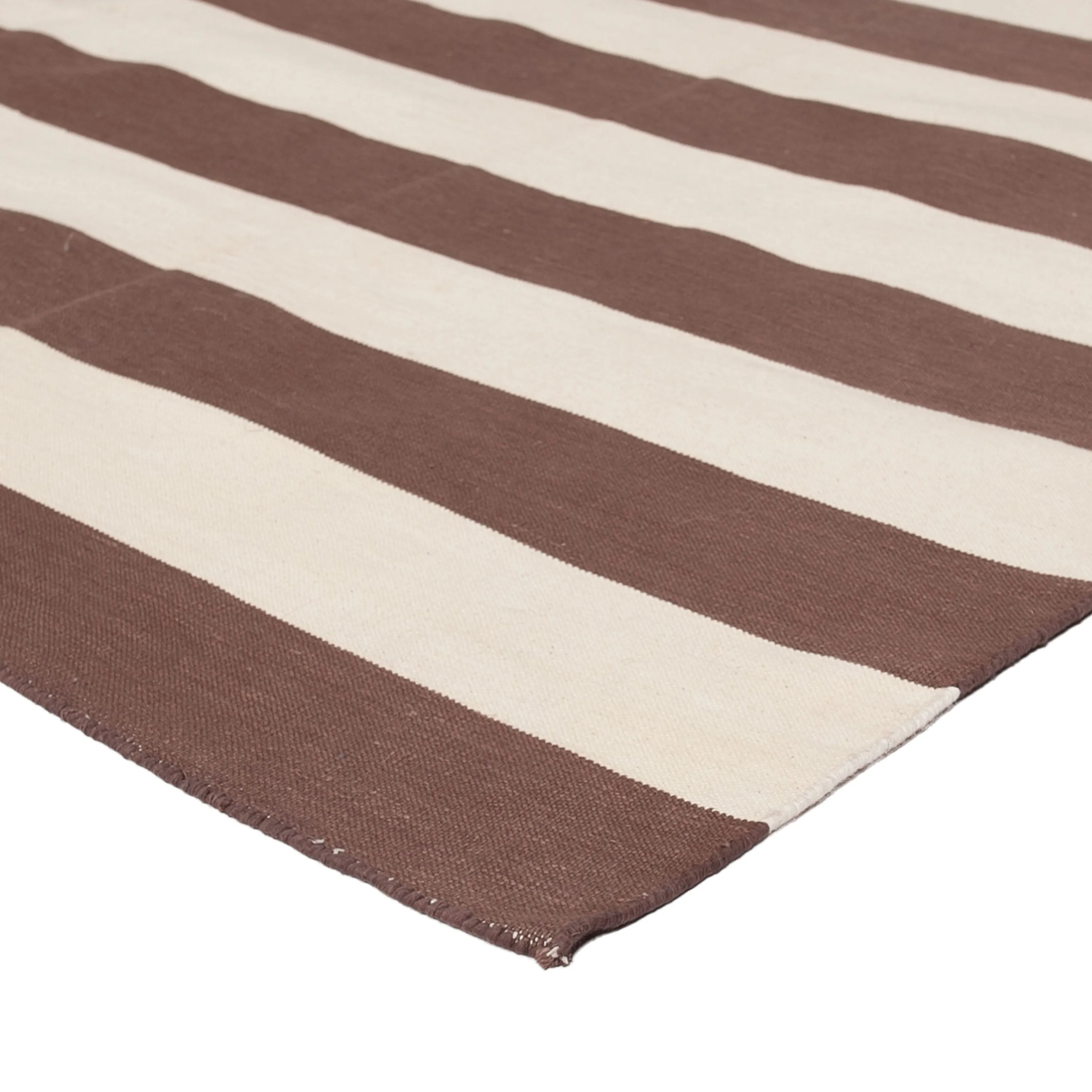 Brown & White Flatweave Cotton Rug - 3'6" x 5'6"