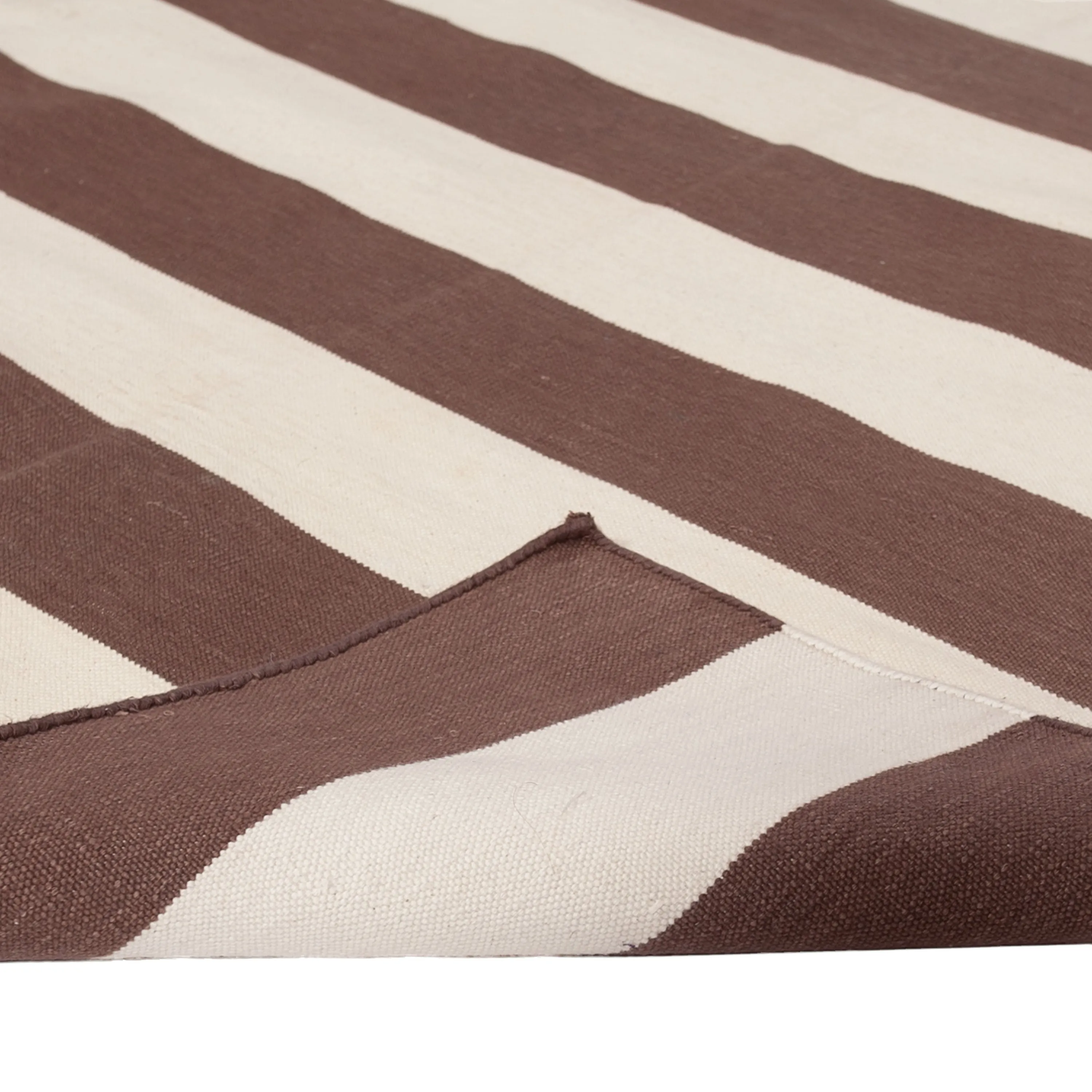 Brown & White Flatweave Cotton Rug - 3'6" x 5'6"