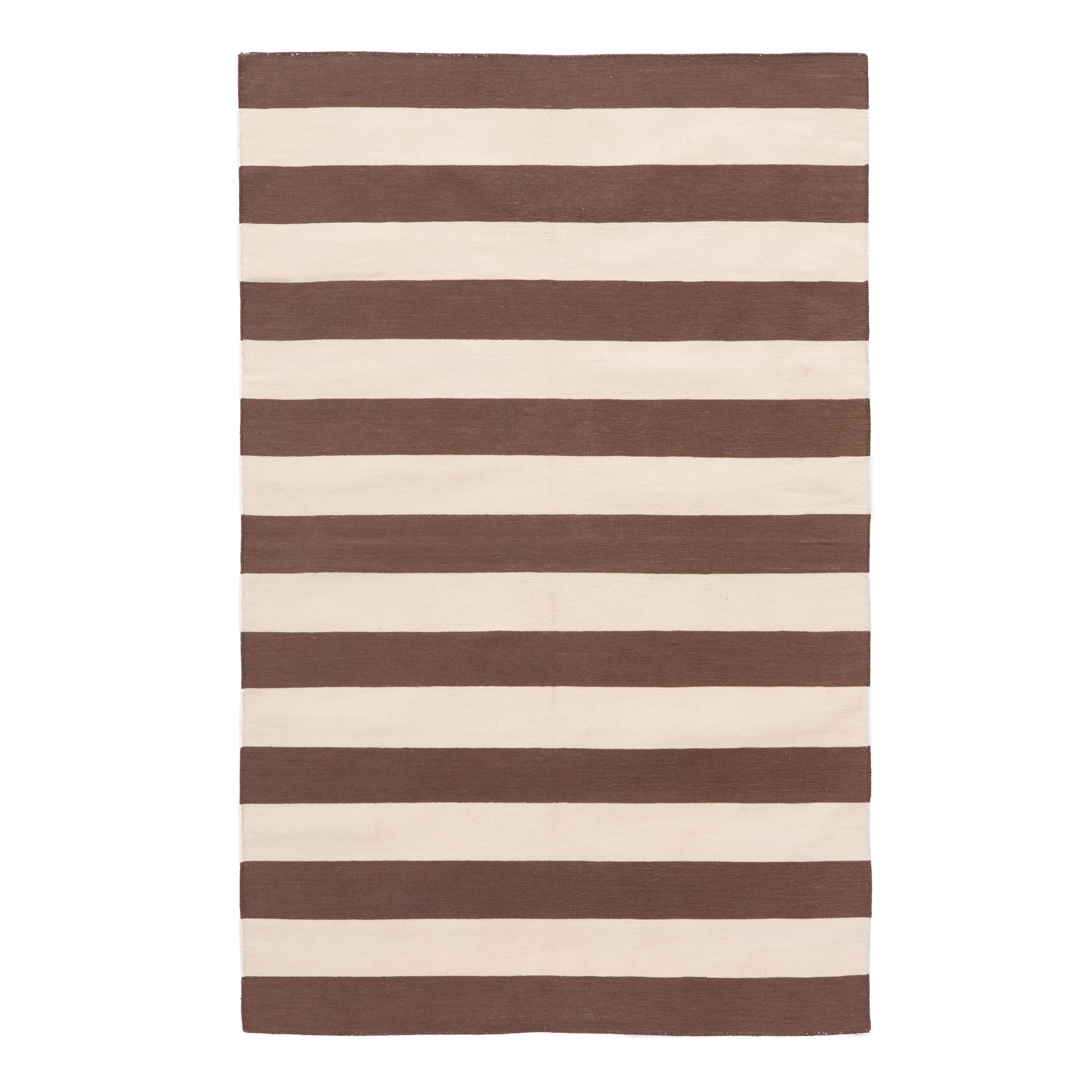 Brown & White Flatweave Cotton Rug - 3'6" x 5'6"