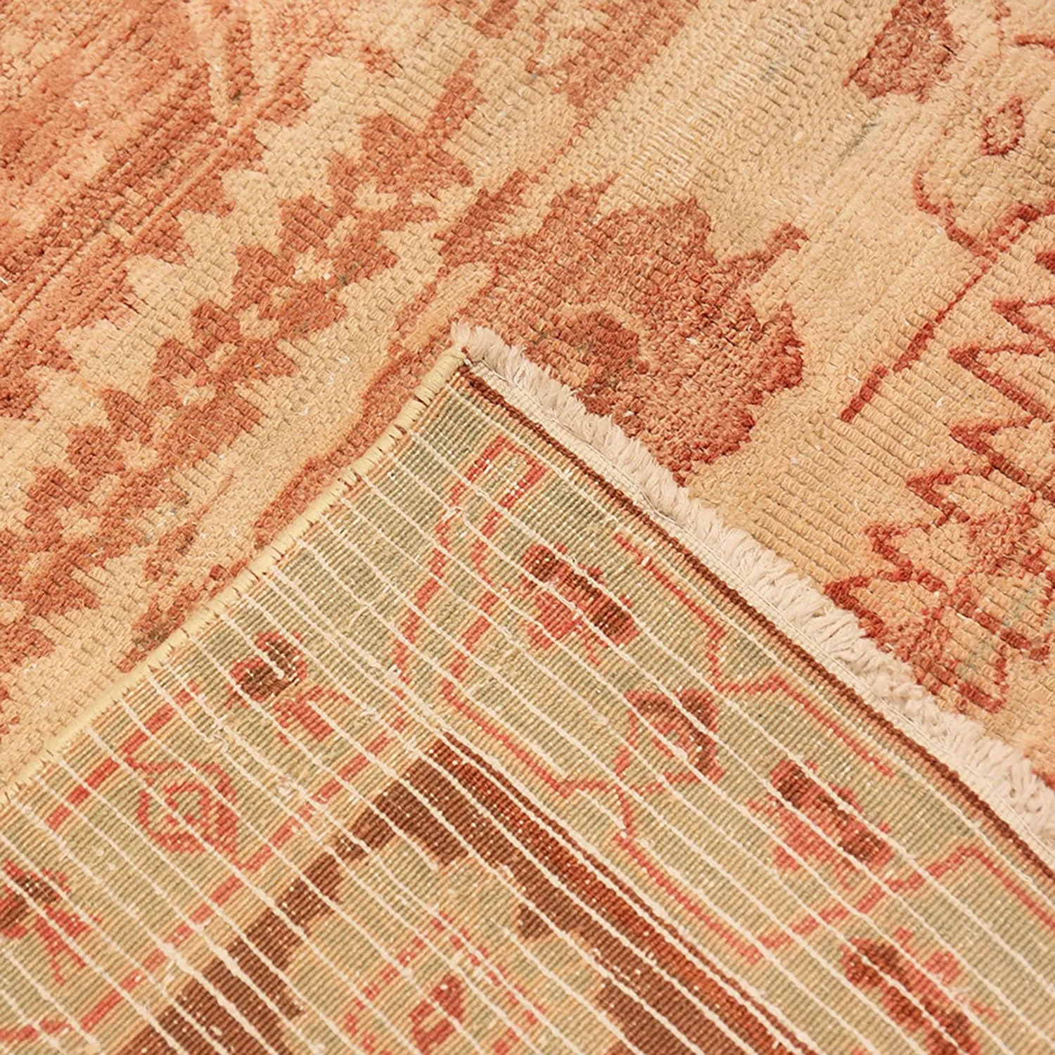 Brown Antique Indian Agra Rug - 5'10" x 8'7"