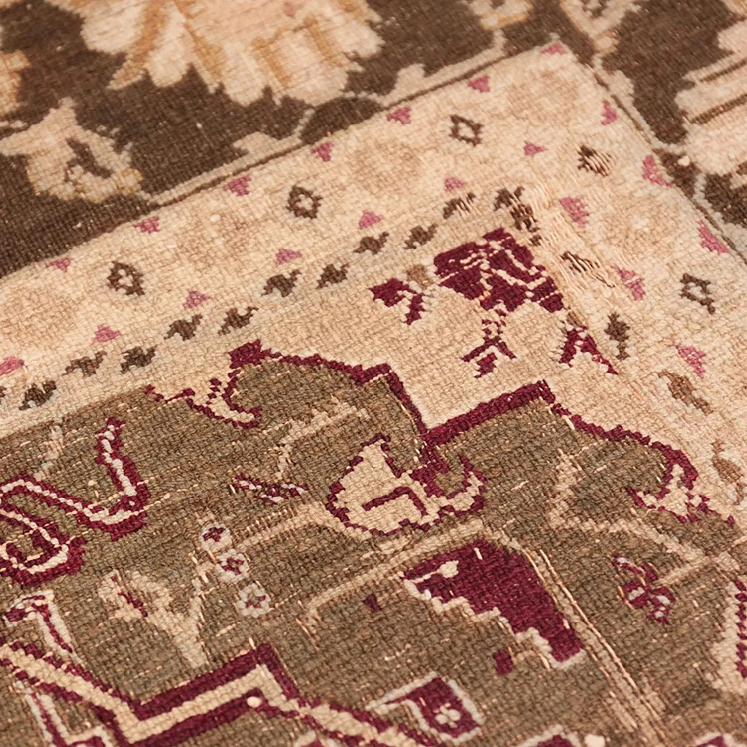 Brown Antique Indian Agra Rug - 5'9" x 8'5"
