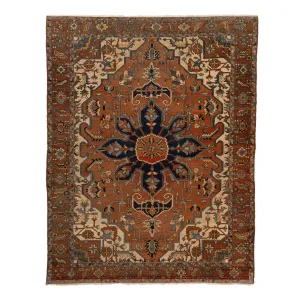 Brown Antique Persian Heriz Rug - 10'8" x 13'6"