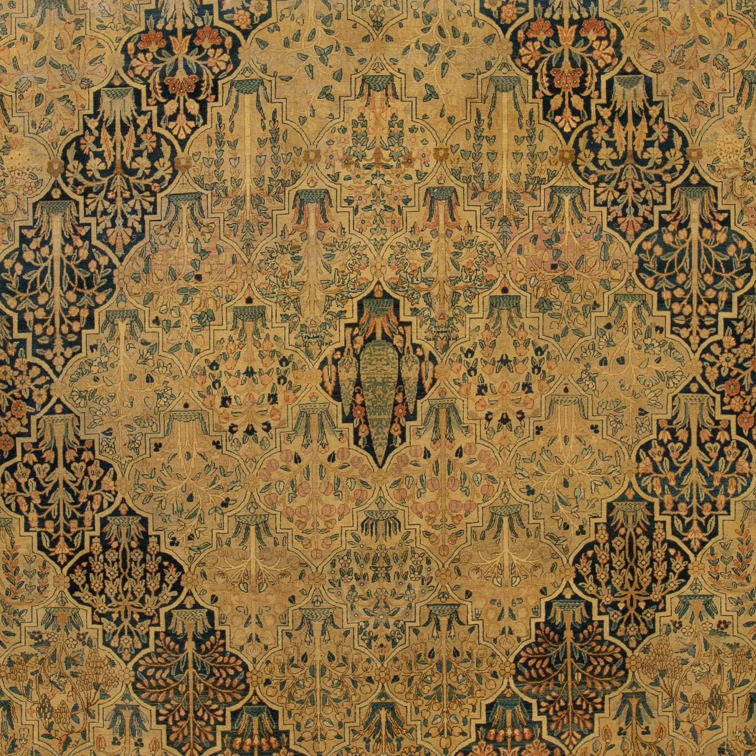 Brown Antique Persian Kerman Rug - 11'4" x 17'11"