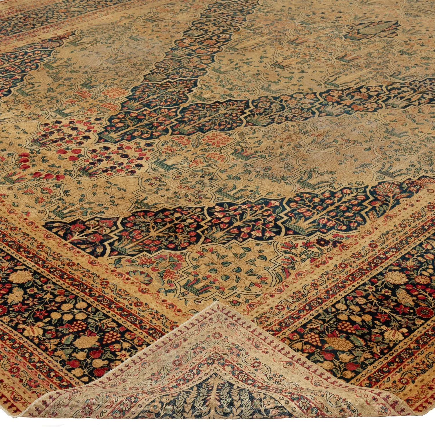 Brown Antique Persian Kerman Rug - 11'4" x 17'11"