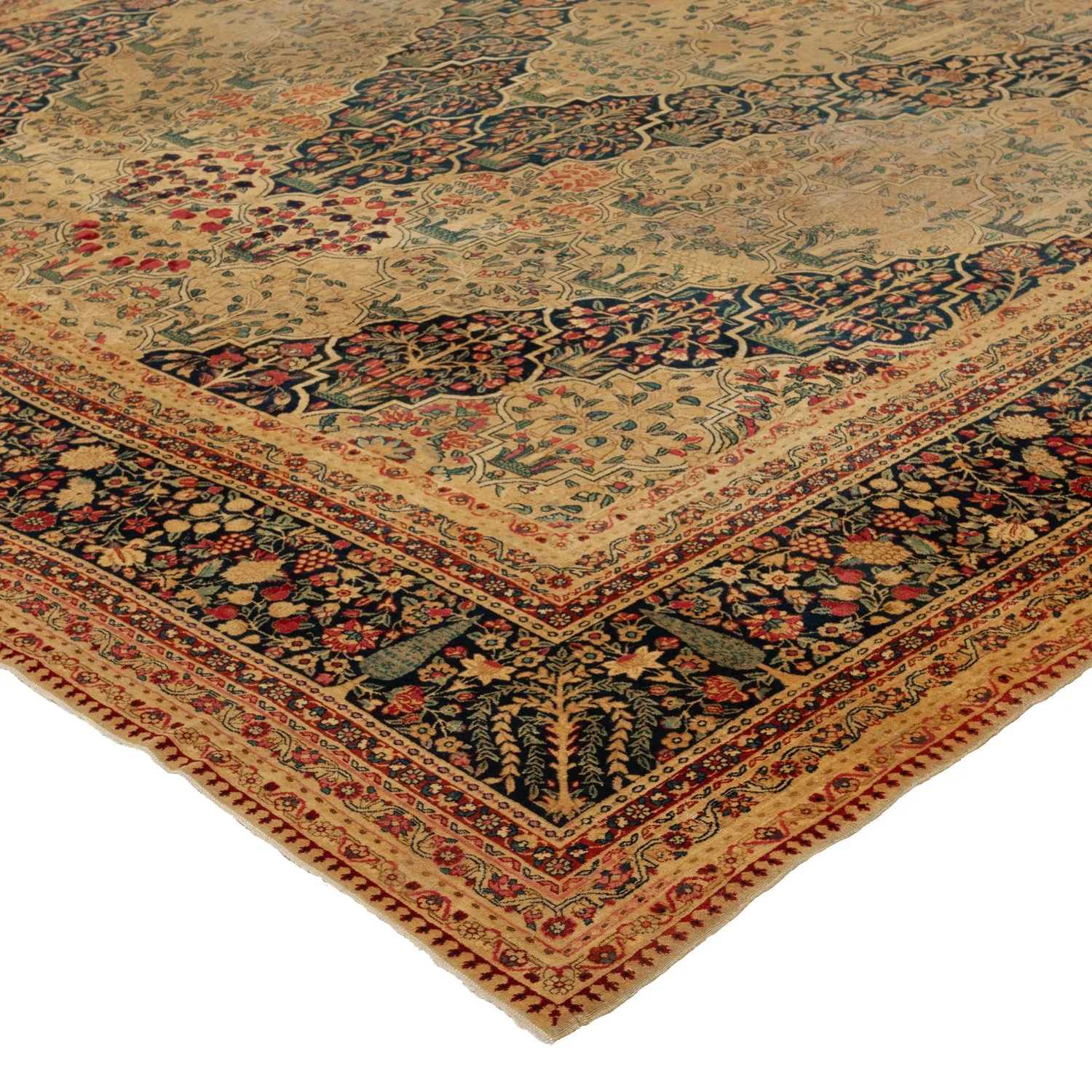 Brown Antique Persian Kerman Rug - 11'4" x 17'11"