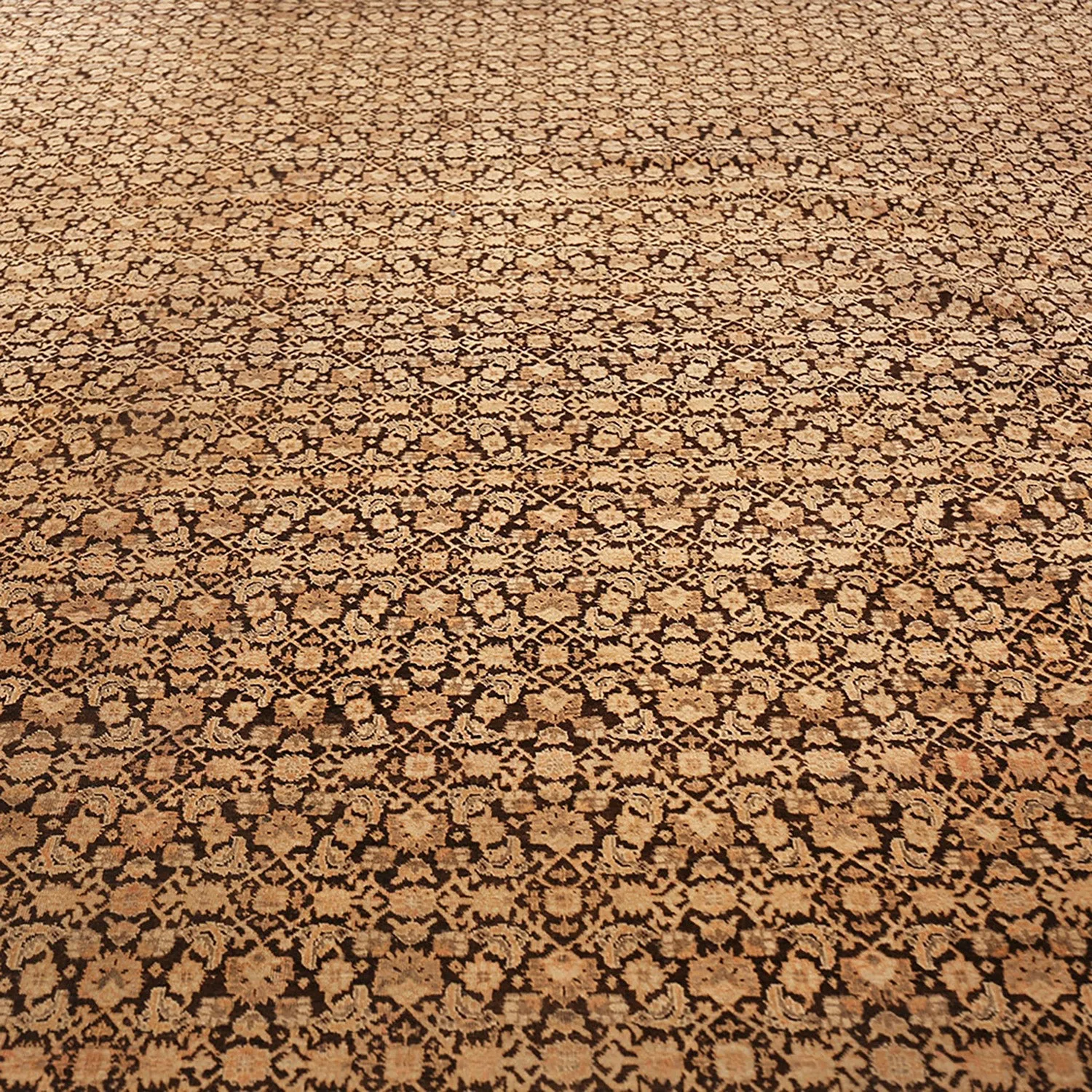 Brown Antique Persian Tabriz Rug - 13' x 17'4"