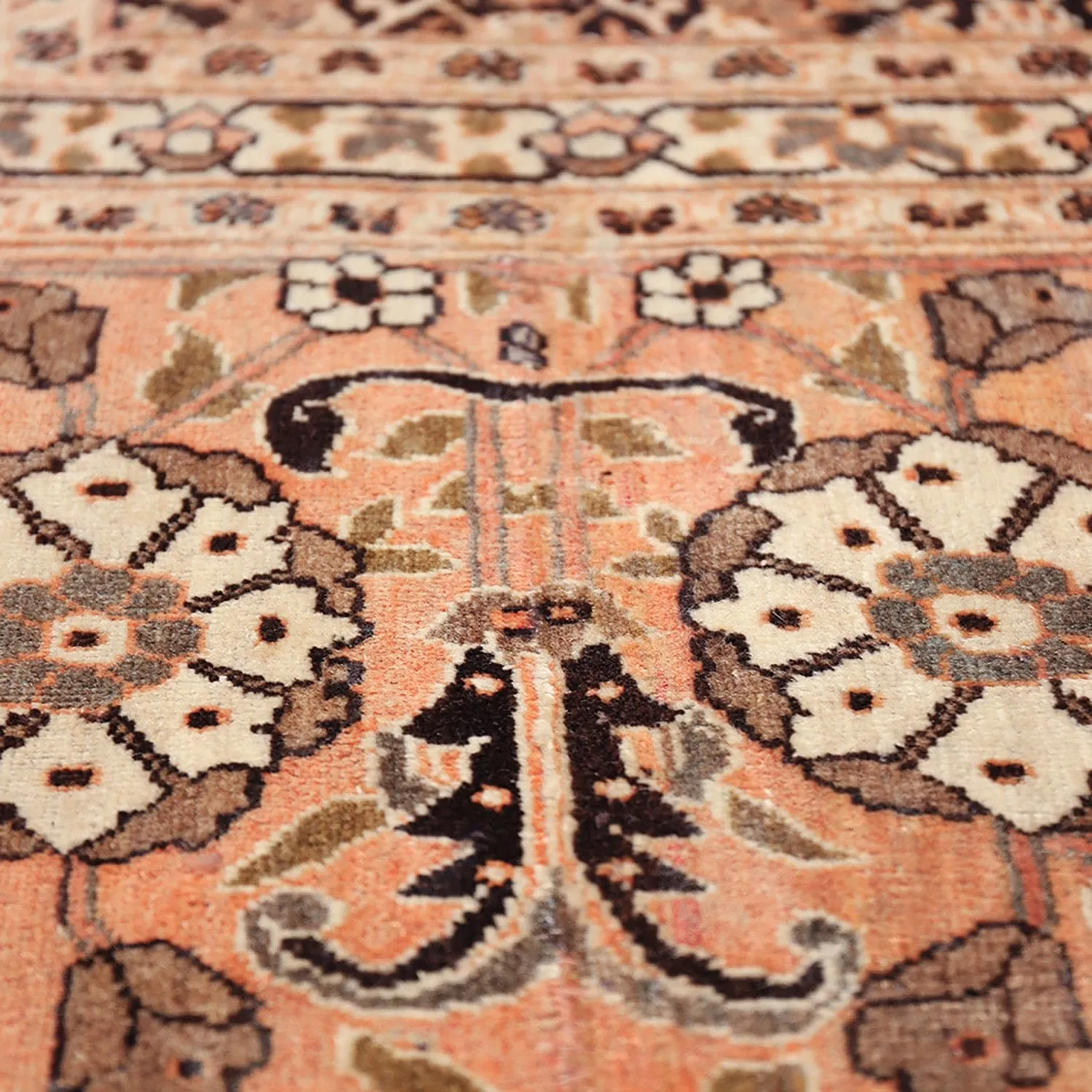 Brown Antique Persian Tabriz Rug - 13' x 17'4"