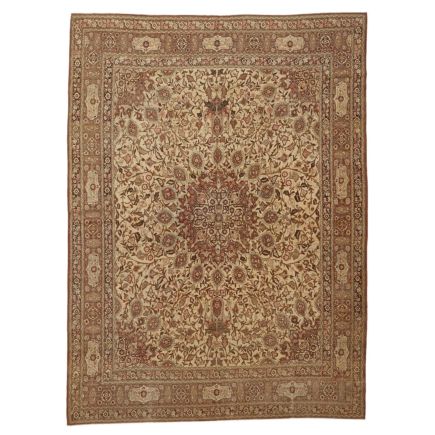 Brown Antique Persian Wool Rug - 9'2" x 12'8"