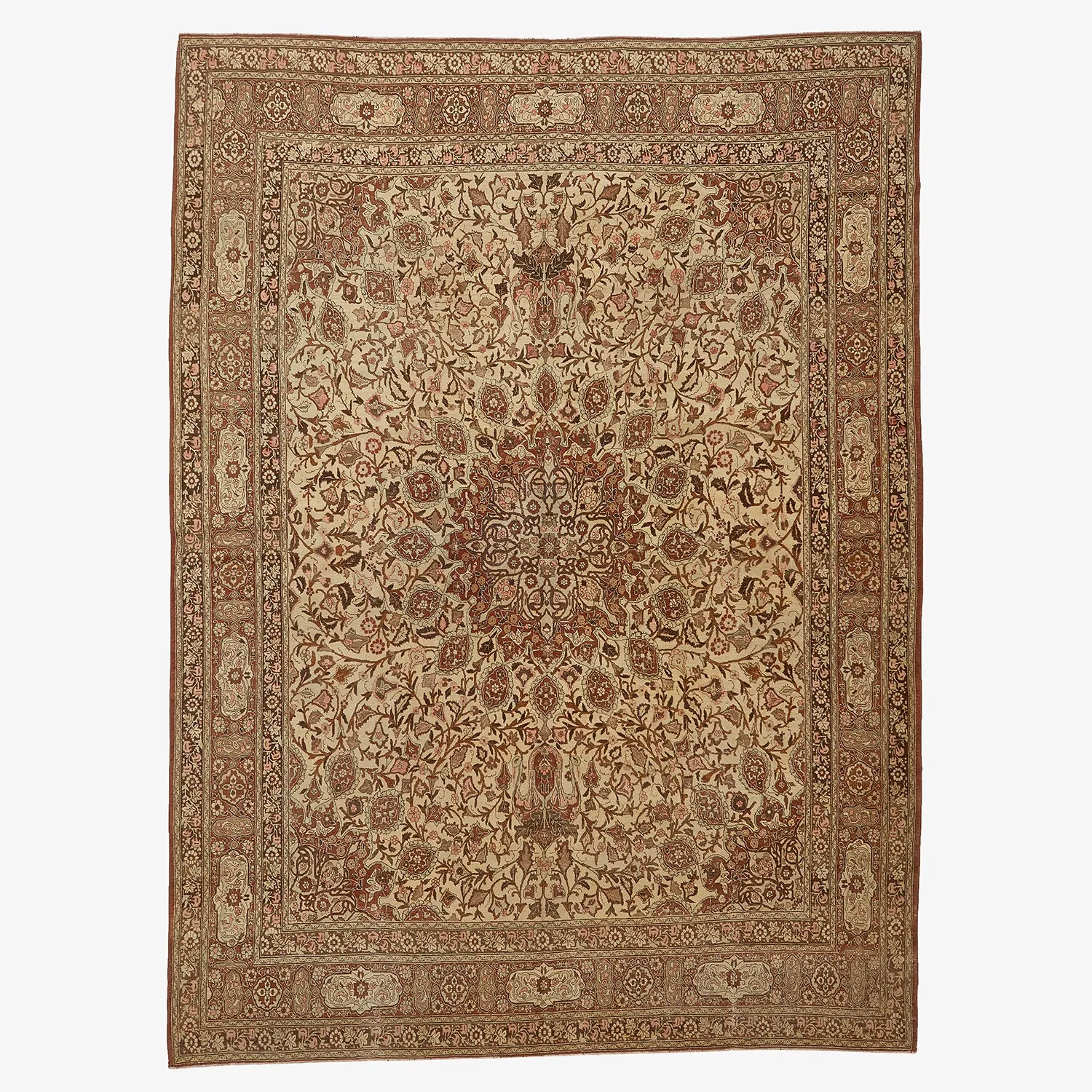 Brown Antique Persian Wool Rug - 9'2" x 12'8"