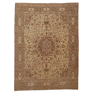 Brown Antique Persian Wool Rug - 9'2" x 12'8"
