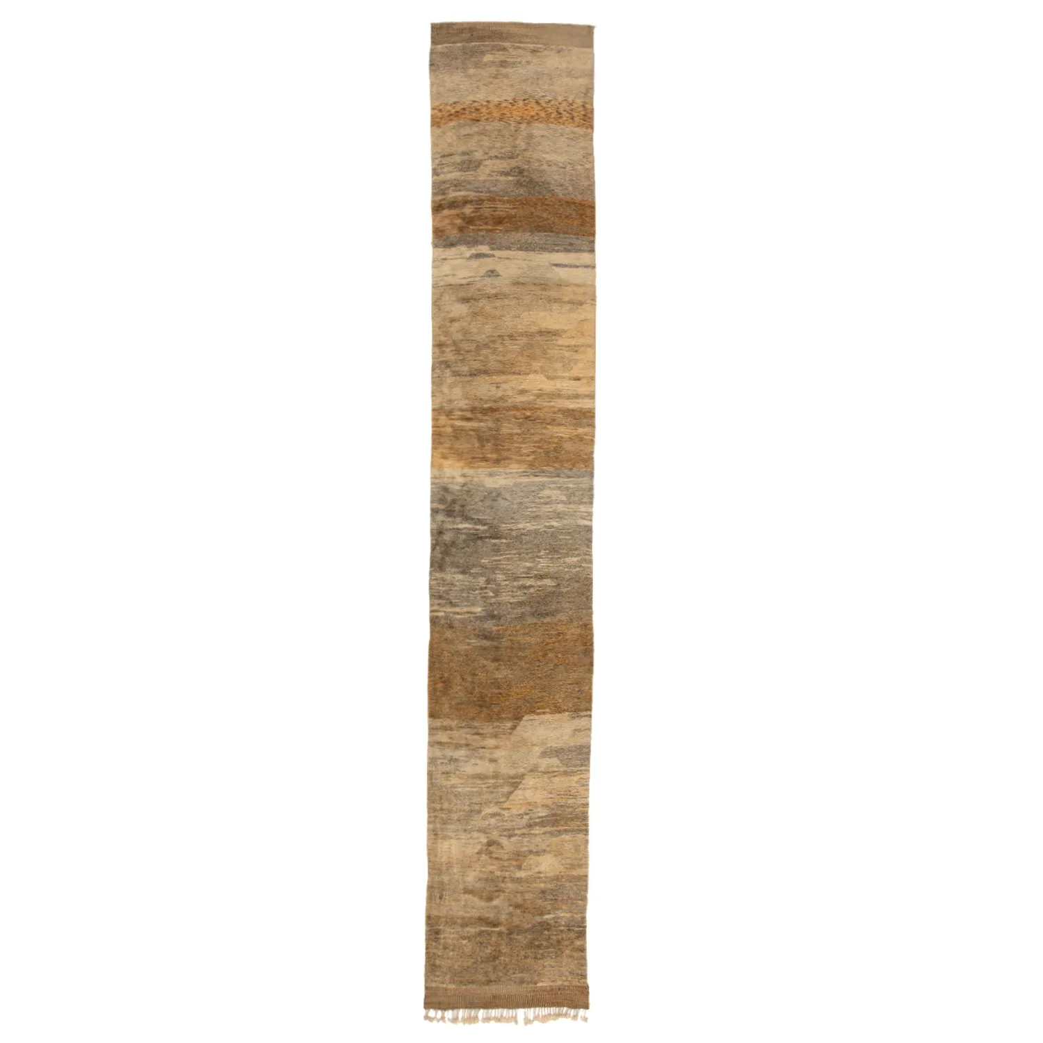 Brown Casablanca Moroccan Wool Runner - 4'7" x 28'