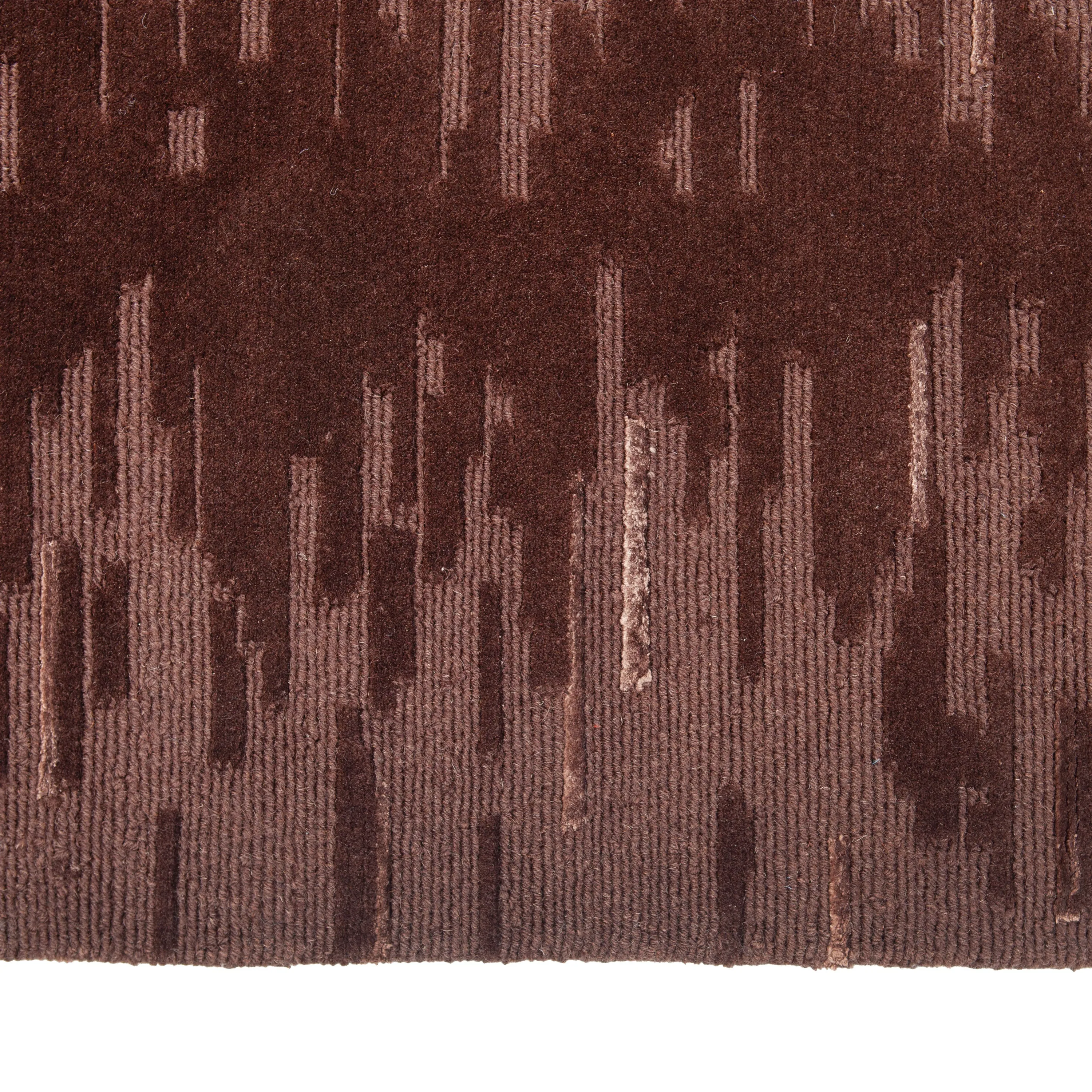 Brown Contemporary Wool Art Silk Blend Rug - 10'1" x 13'10"