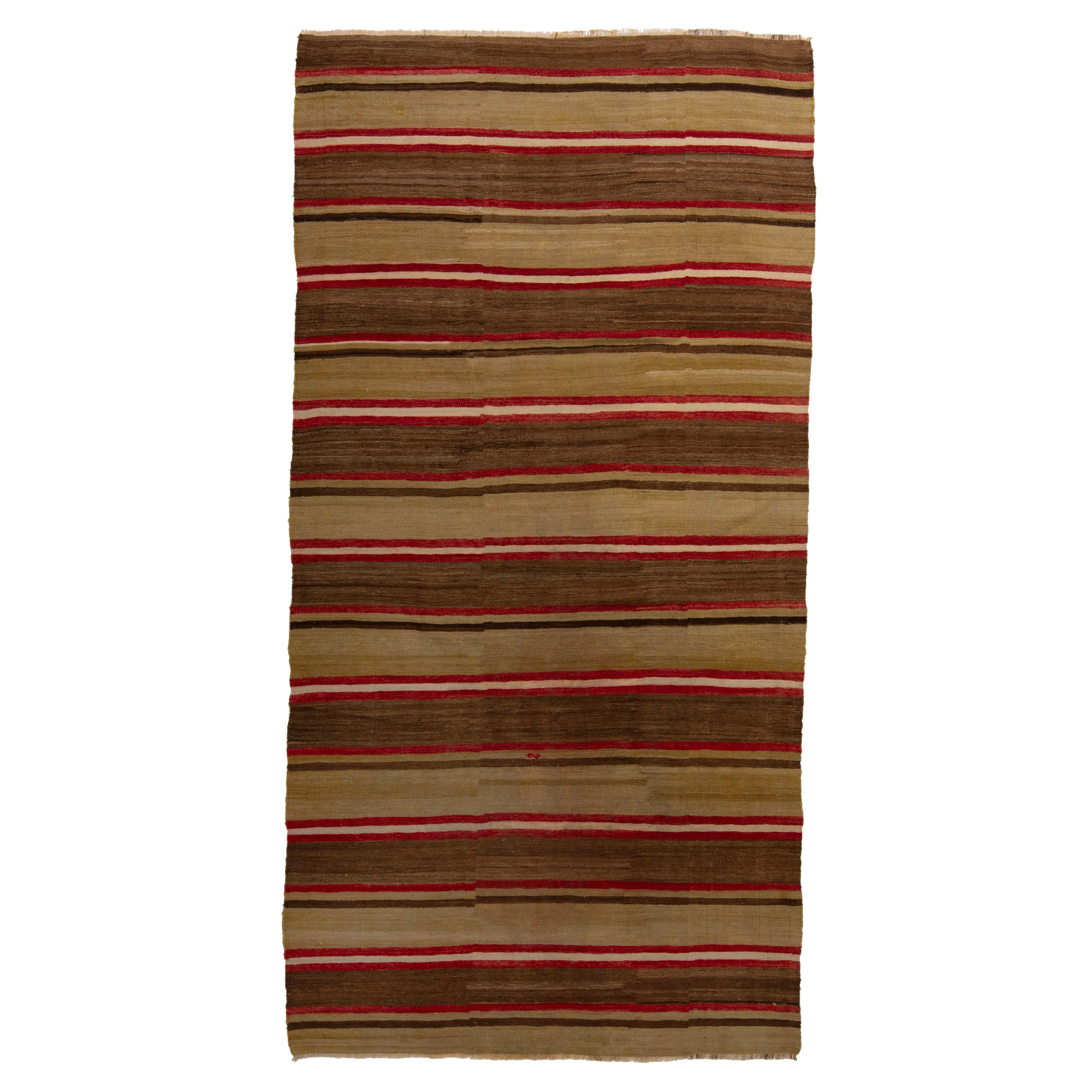Brown Flatweave Wool Rug - 6' x 12'