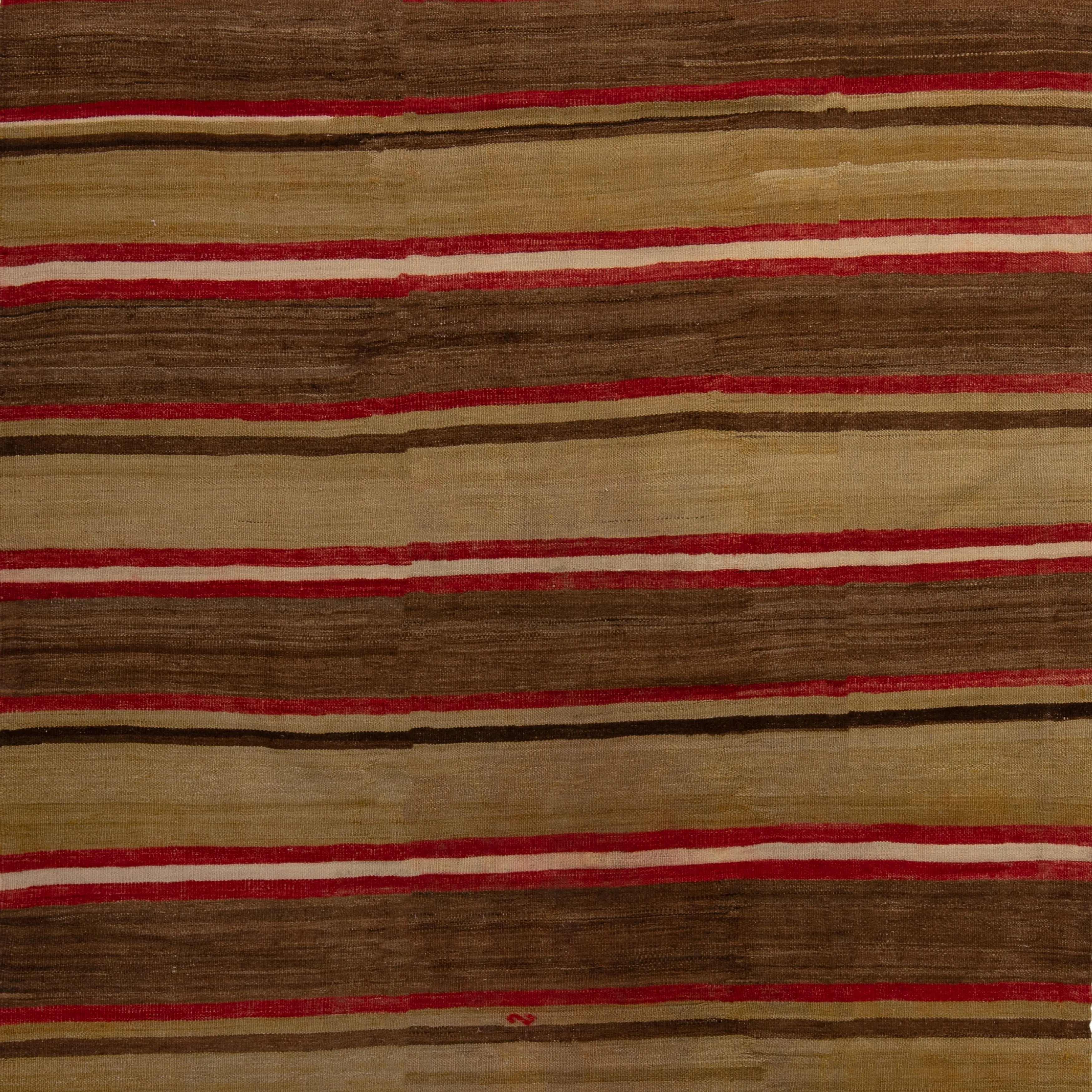 Brown Flatweave Wool Rug - 6' x 12'
