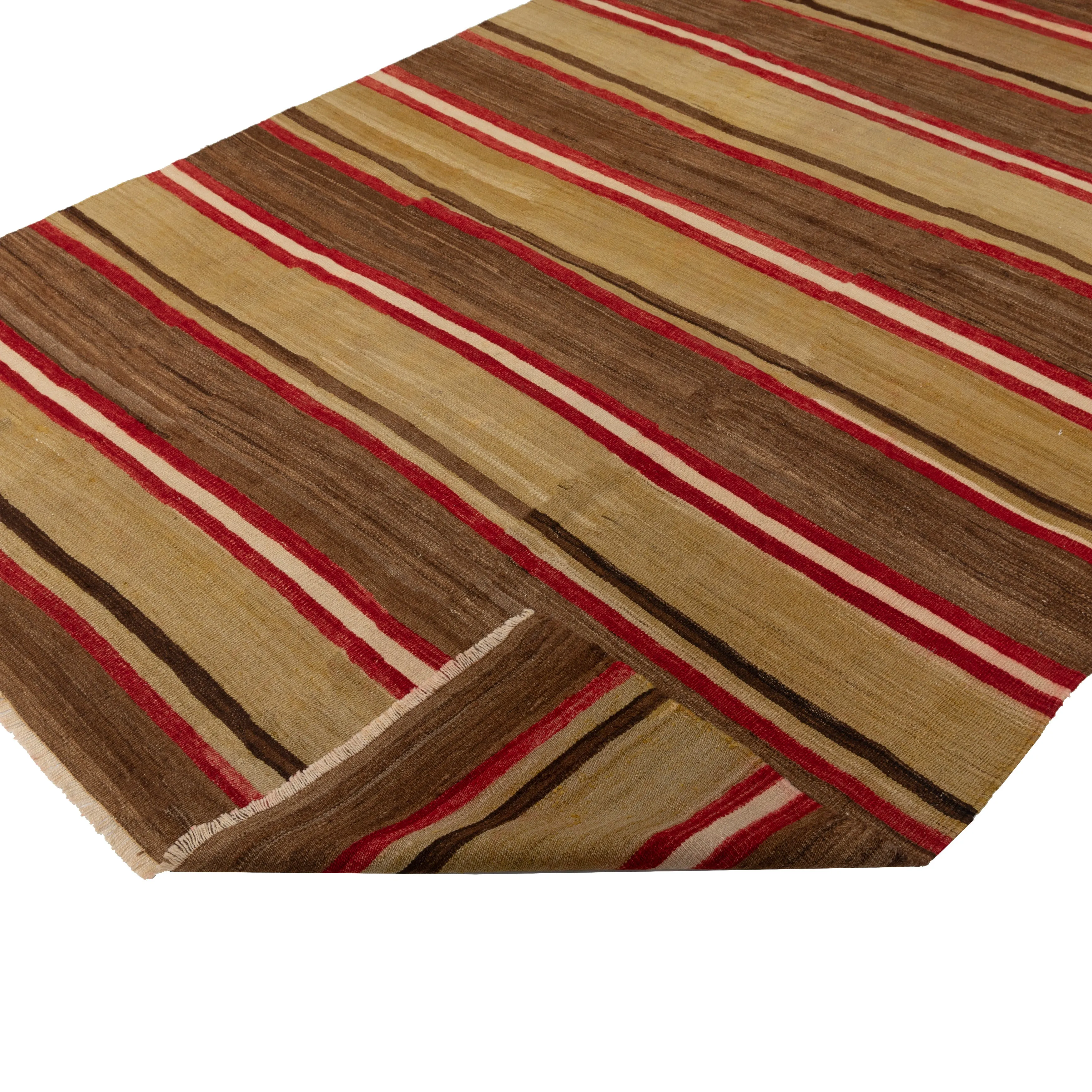 Brown Flatweave Wool Rug - 6' x 12'