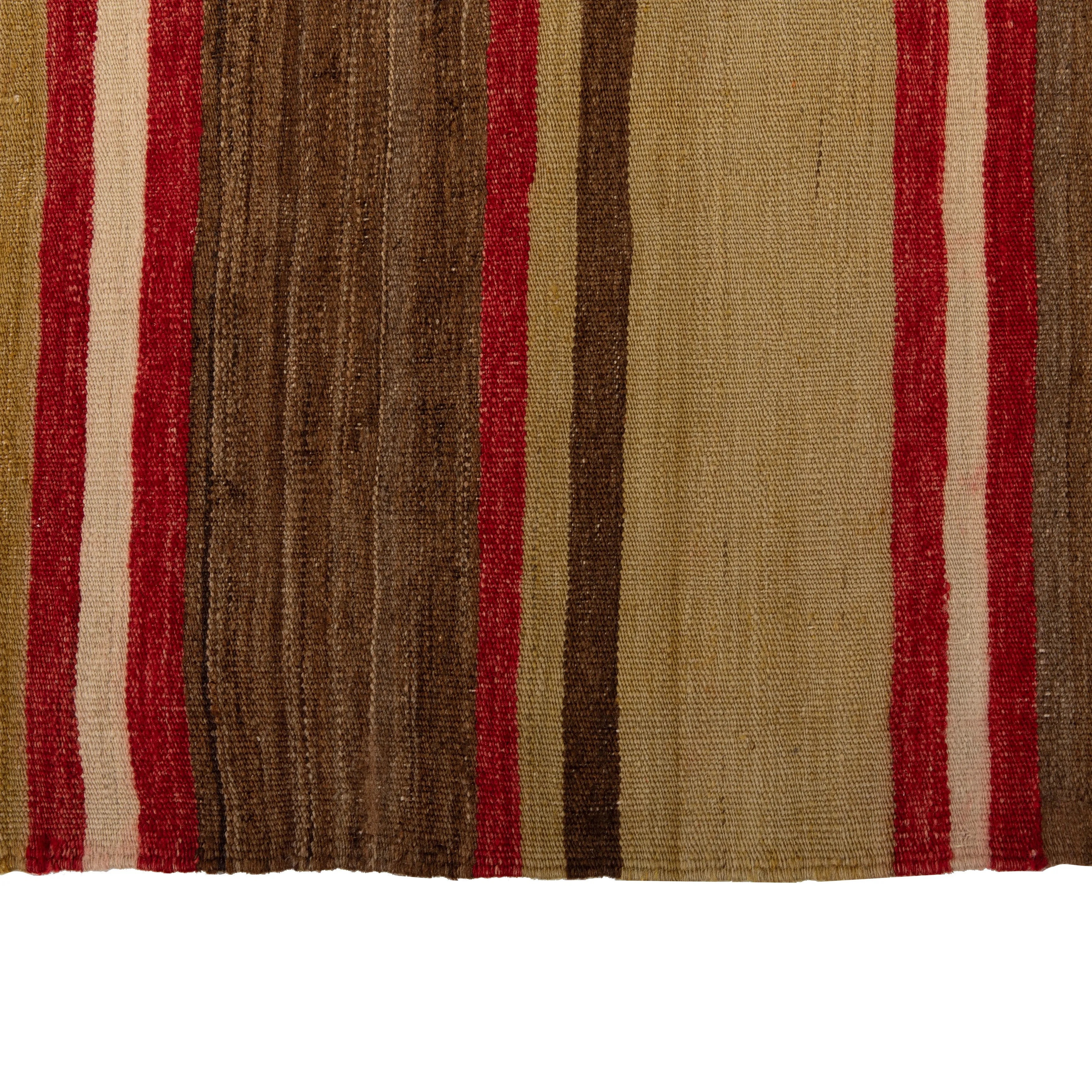 Brown Flatweave Wool Rug - 6' x 12'