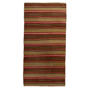 Brown Flatweave Wool Rug - 6' x 12'