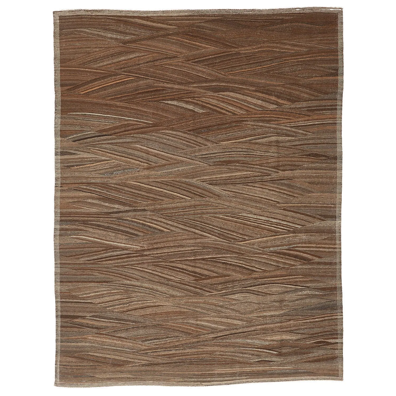 Brown Flatweave Wool Rug - 9'1" x 11'8"