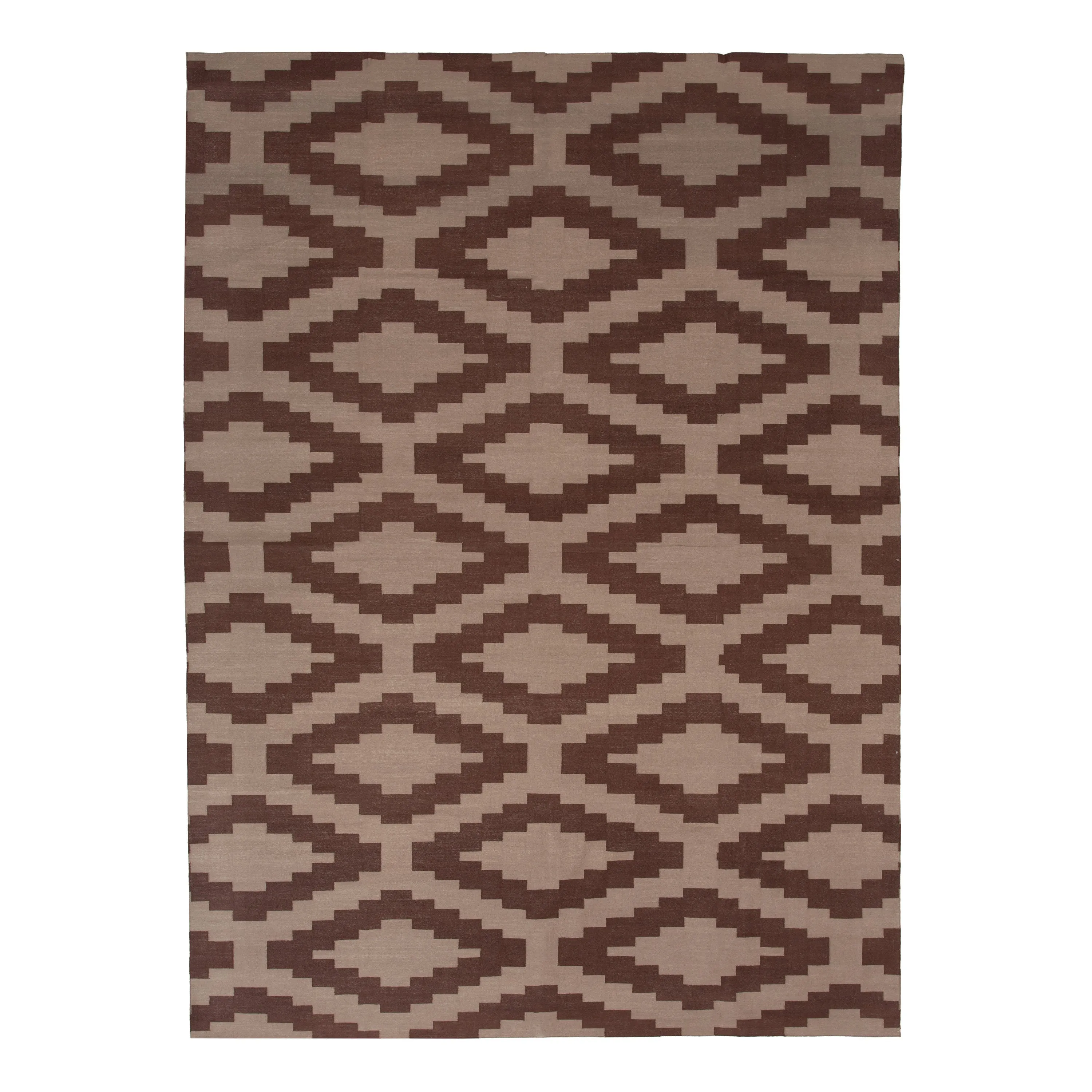 Brown Geometric Cotton Rug - 10' x 14'4"