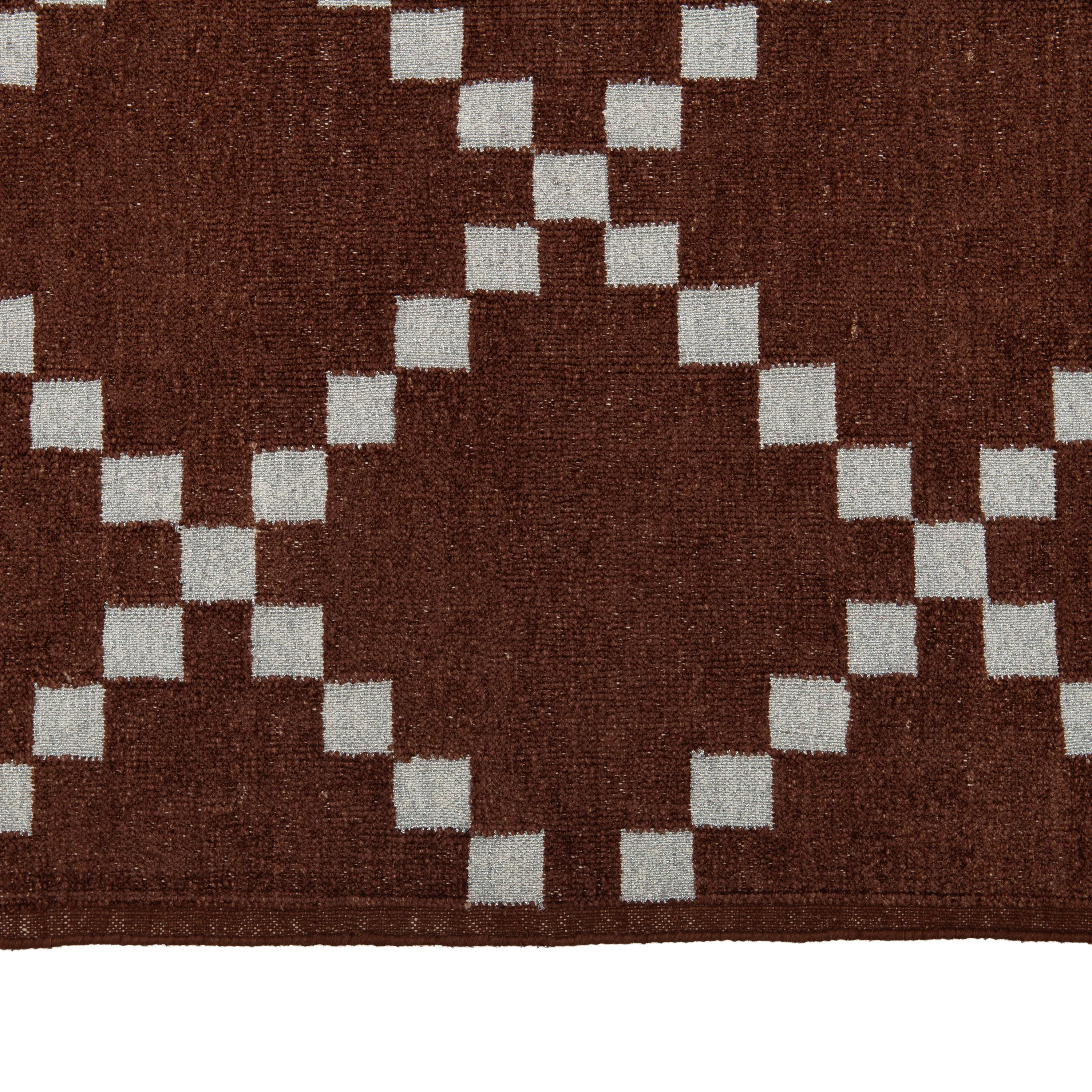 Brown Geometric Cotton Rug - 7'10" X 9'10"