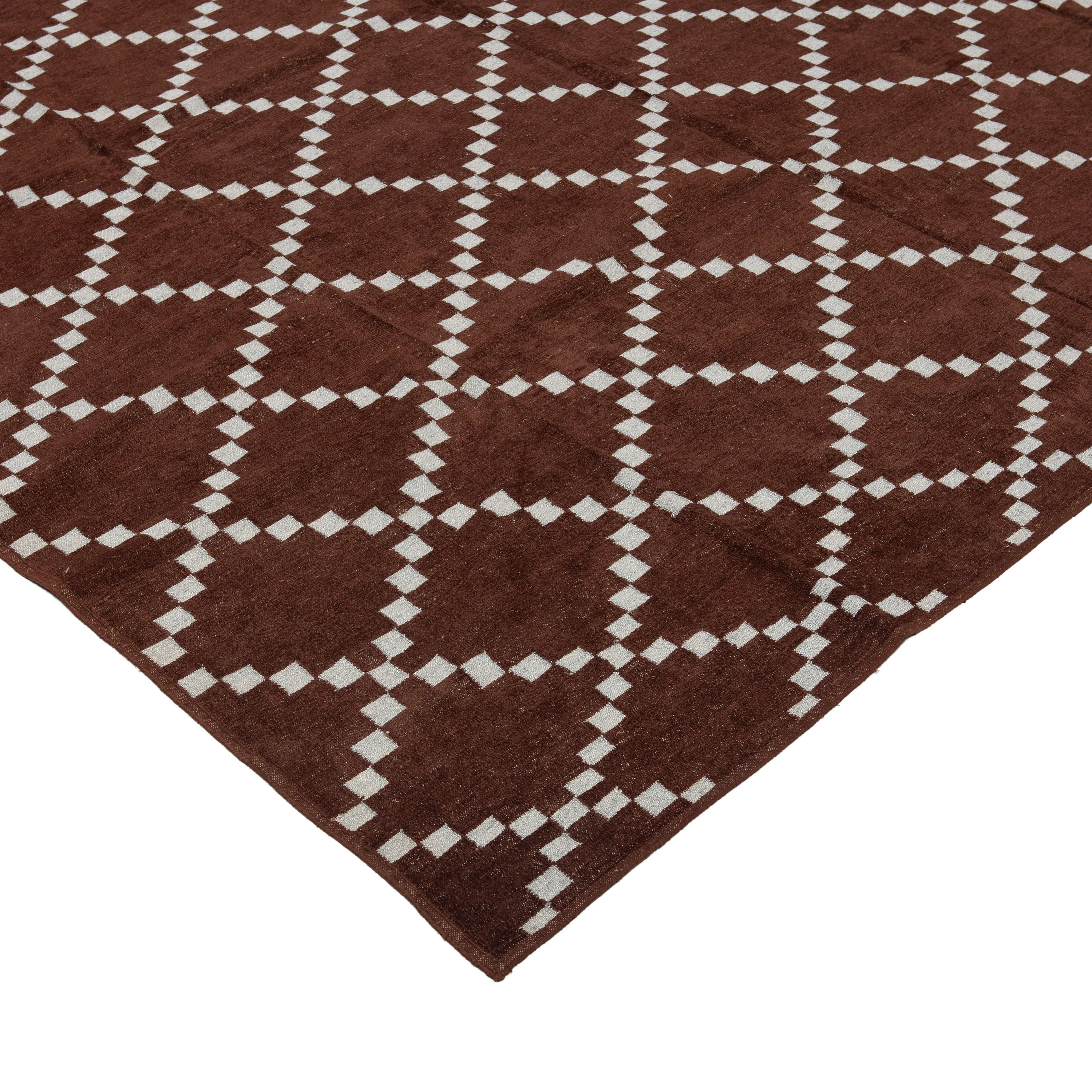 Brown Geometric Cotton Rug - 7'10" X 9'10"