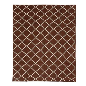 Brown Geometric Cotton Rug - 7'10" X 9'10"