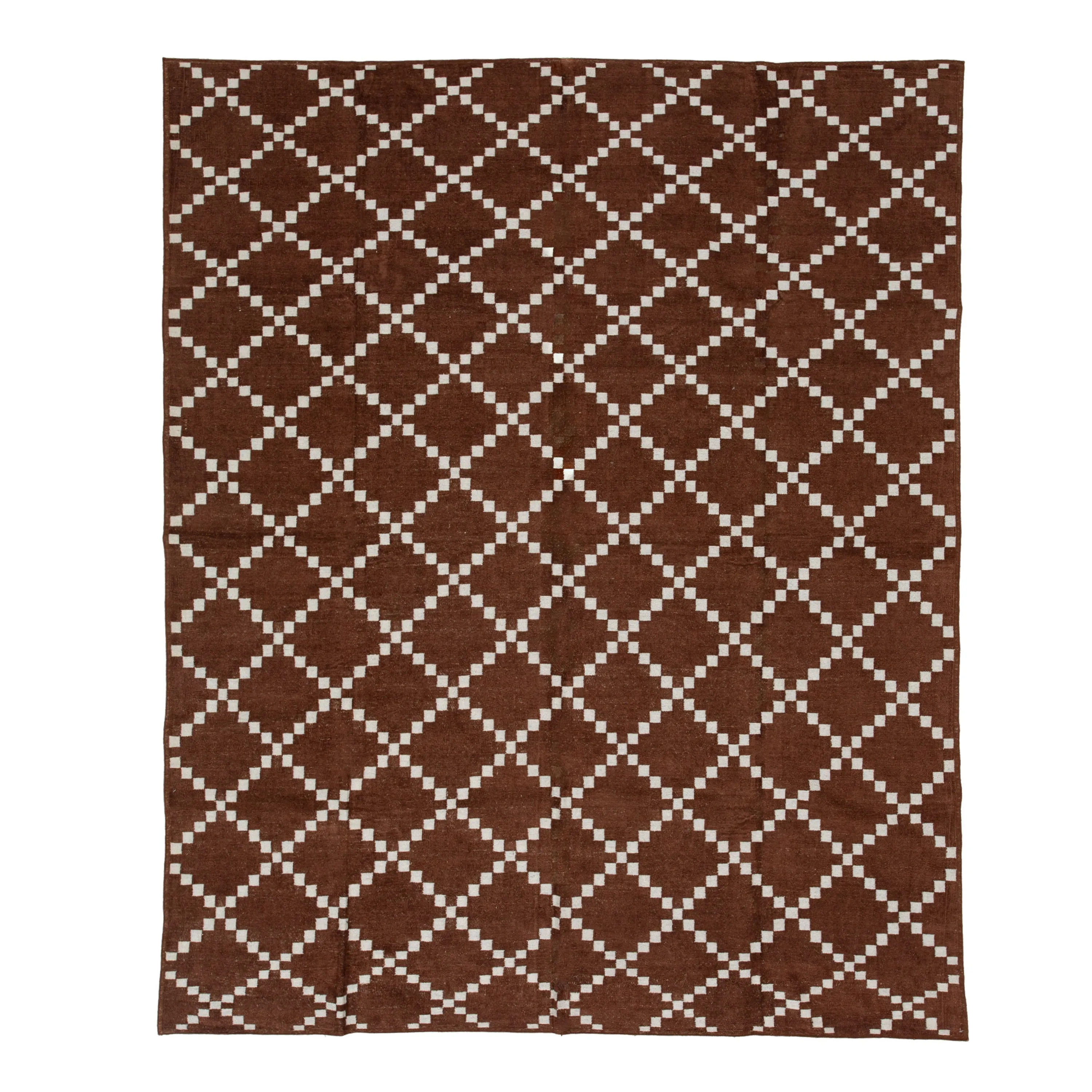 Brown Geometric Cotton Rug - 7'10" X 9'10"