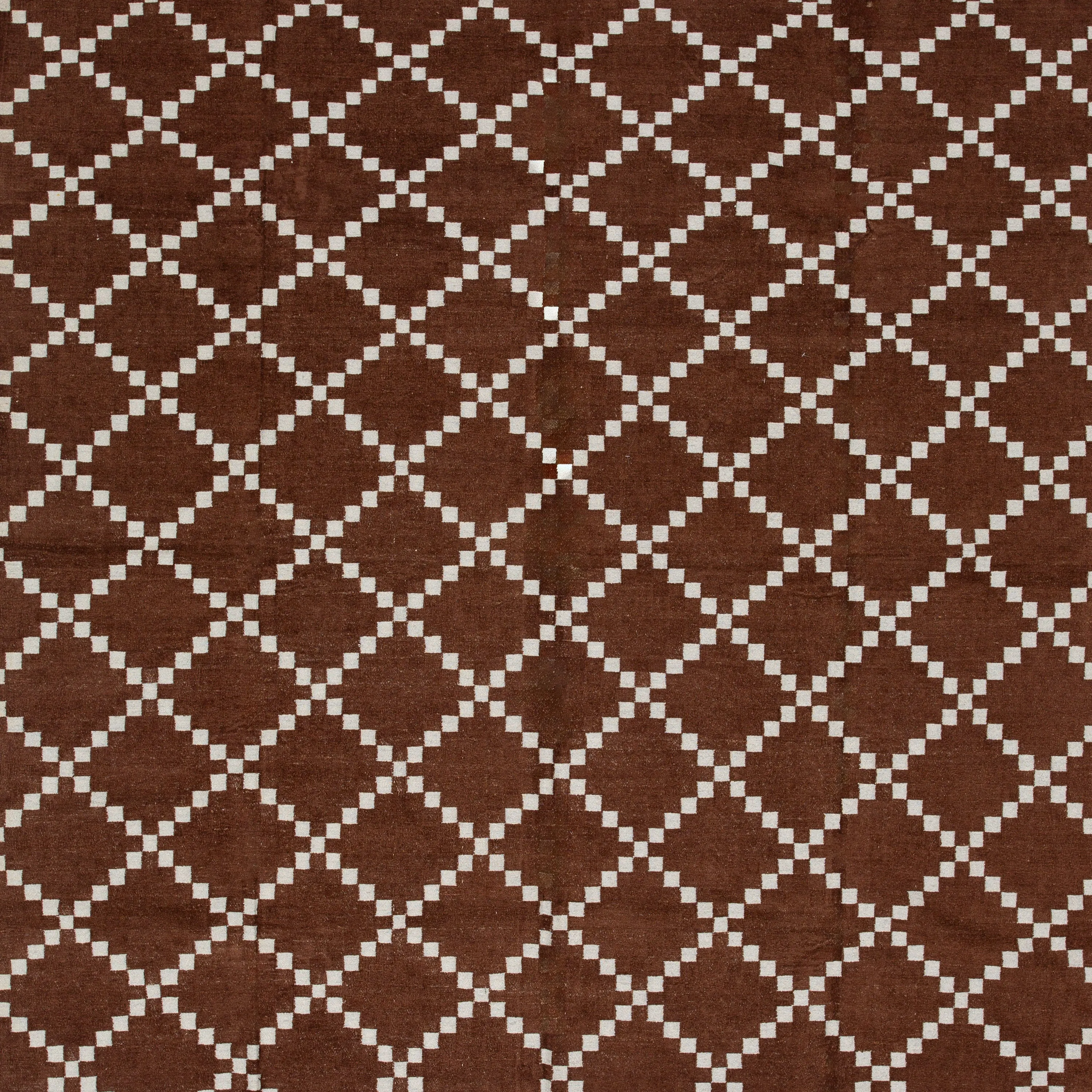 Brown Geometric Cotton Rug - 7'10" X 9'10"